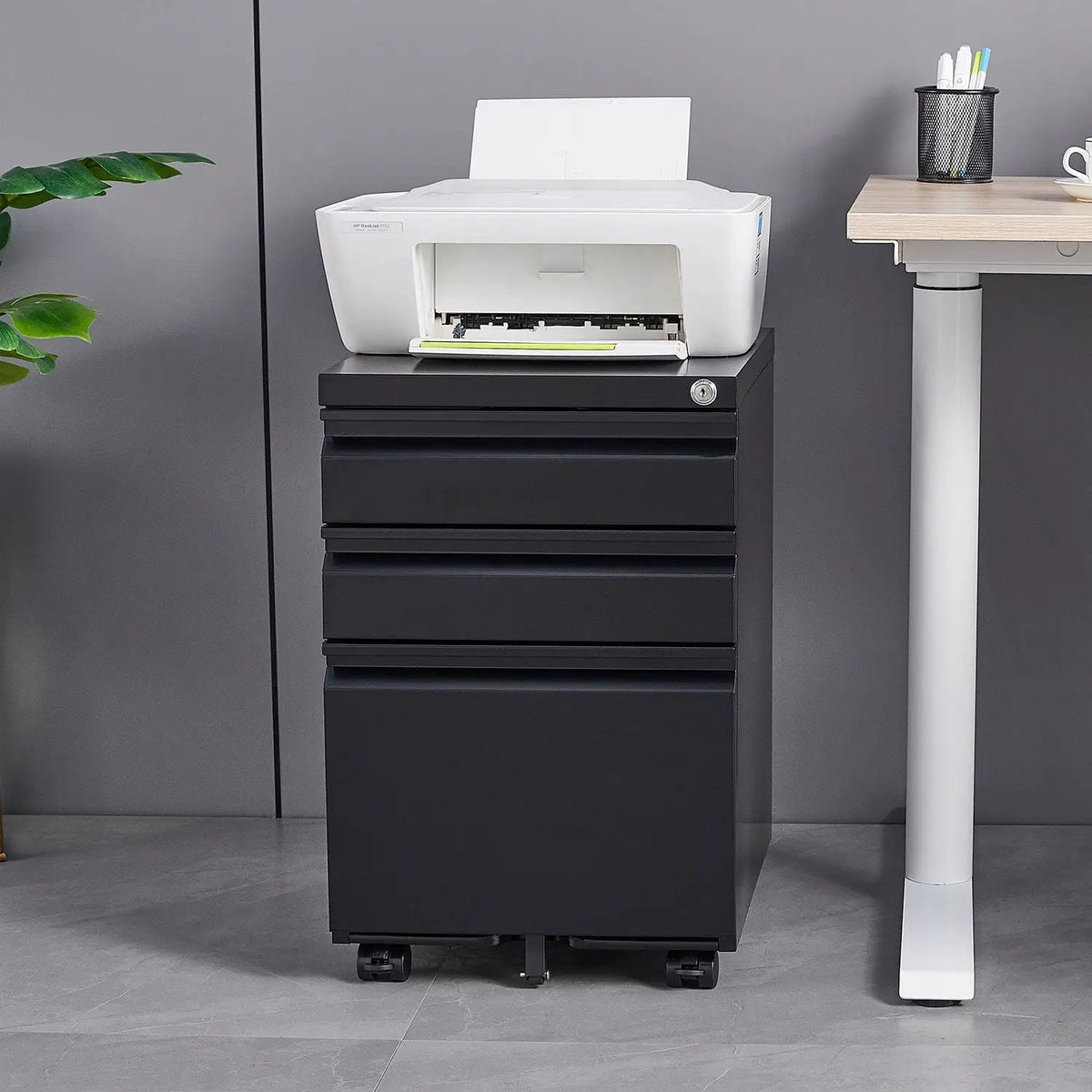 Mobile Filing Cabinet | 3 Drawers | Lockable Metal | Legal And Letter Size