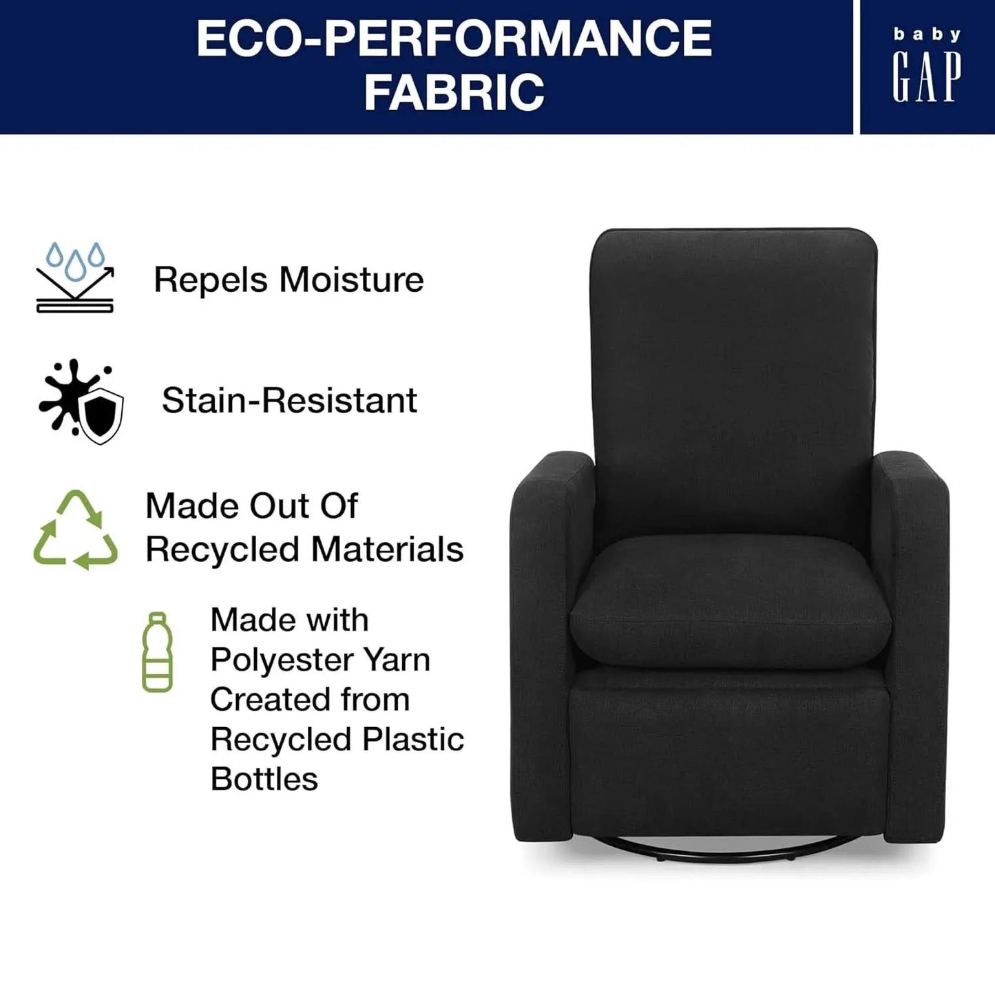 Babygap Cloud Recliner Jet Black LiveSmart Evolve Fabric from PriceLows™