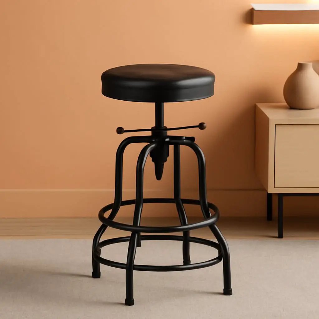 Black Bar Stool 21 To 28 Inch Industrial Kitchen Stool from PriceLows™