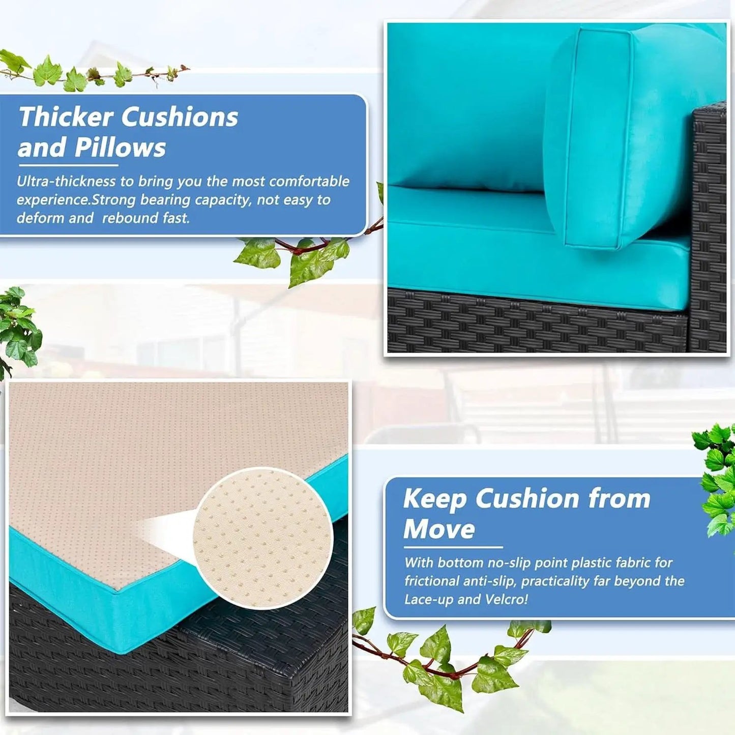 Five Piece Outdoor Patio Sectional Sofa Set Blue from PriceLows™