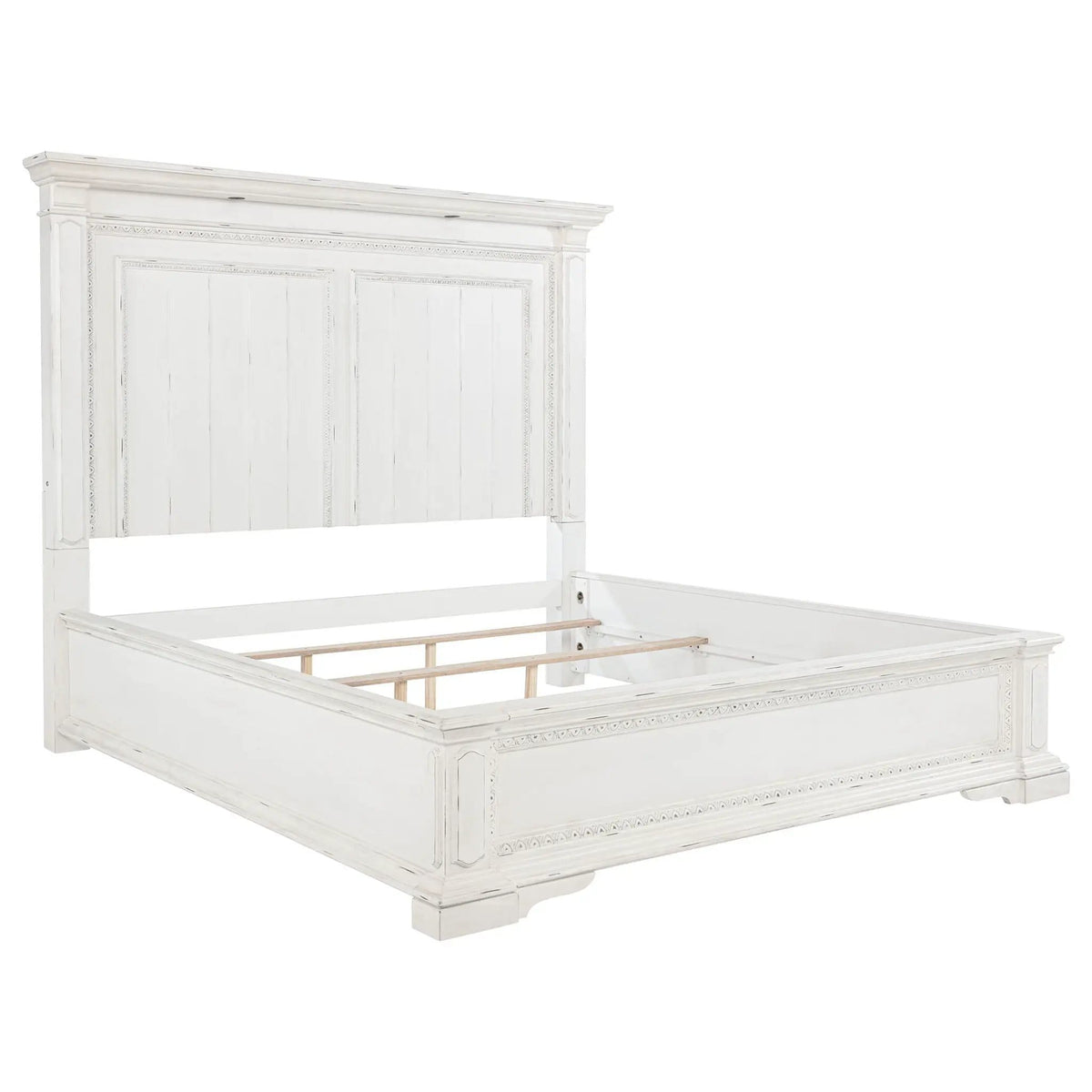 McKinney Eastern King LED Light Panel Bed Vintage | 86.75 x 90 x 74.25 in | Engineered Wood | White