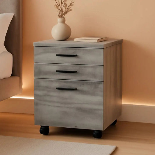 Rolling File Cabinet | 3-Drawer | Gray Laminate With Casters | Compact Office Size