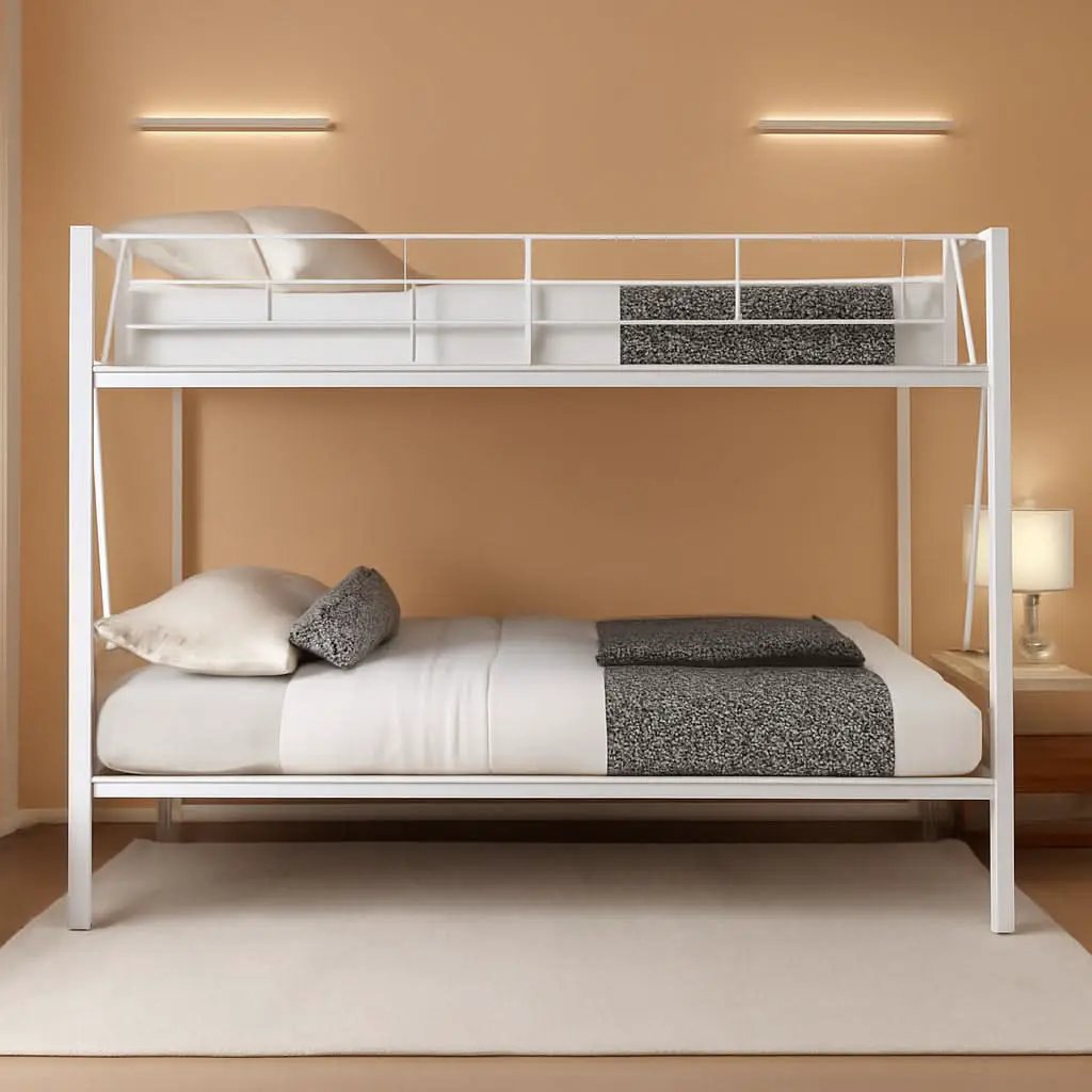 Twin Over Twin Metal Bunk Bed With 2 Ladders White from PriceLows™
