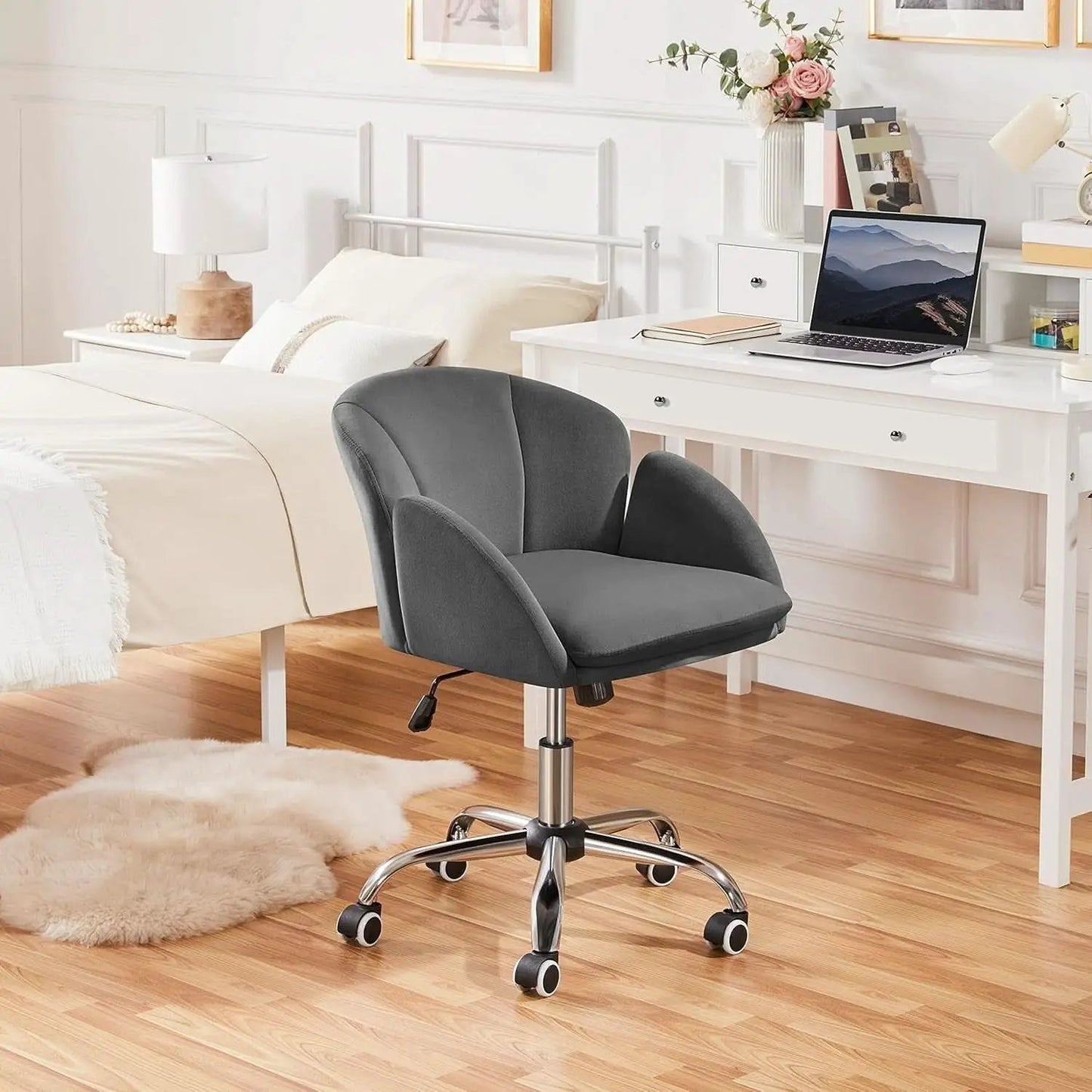 Dark Gray Desk Chair With Armrests For Home Office from PriceLows™