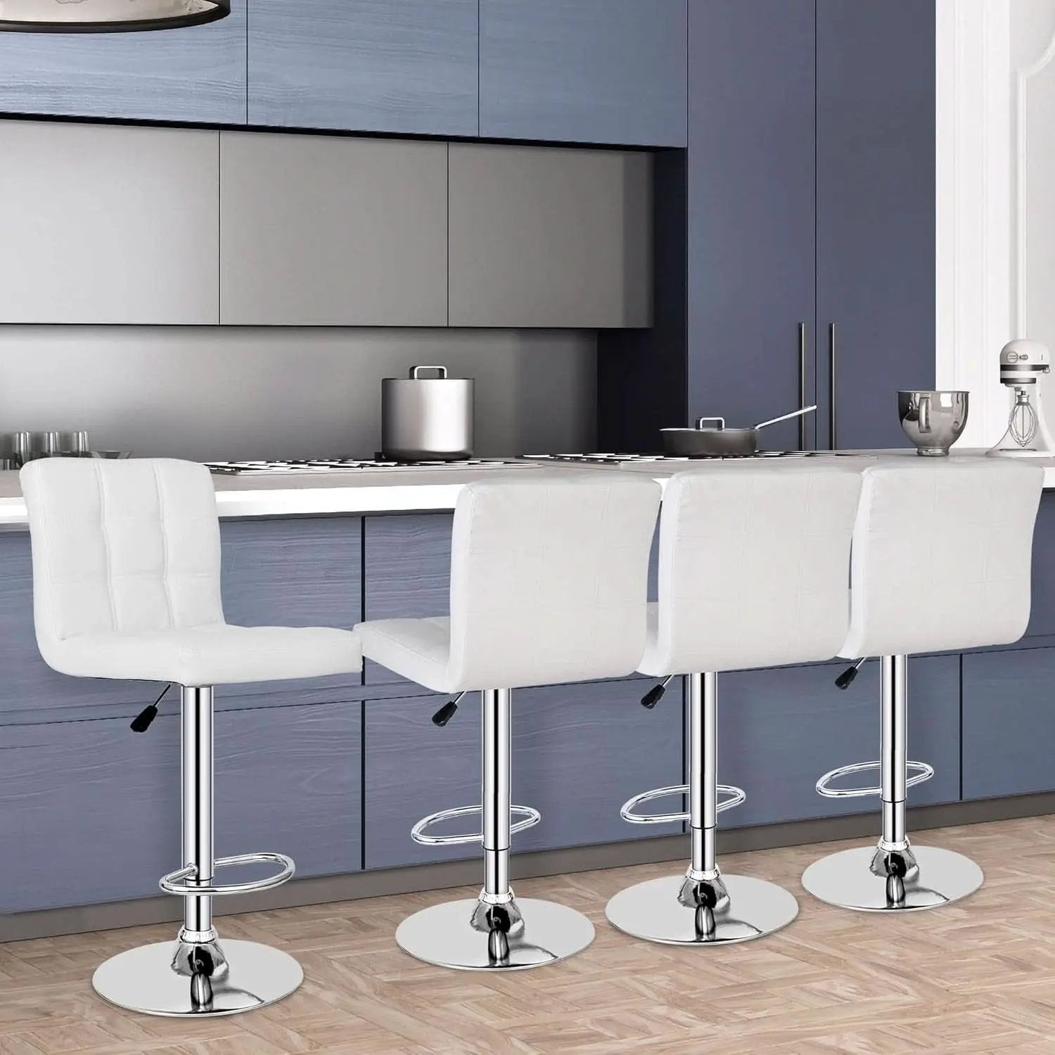 X Large White Adjustable Counter Height Bar Stools Swivel 4 Pack from PriceLows™