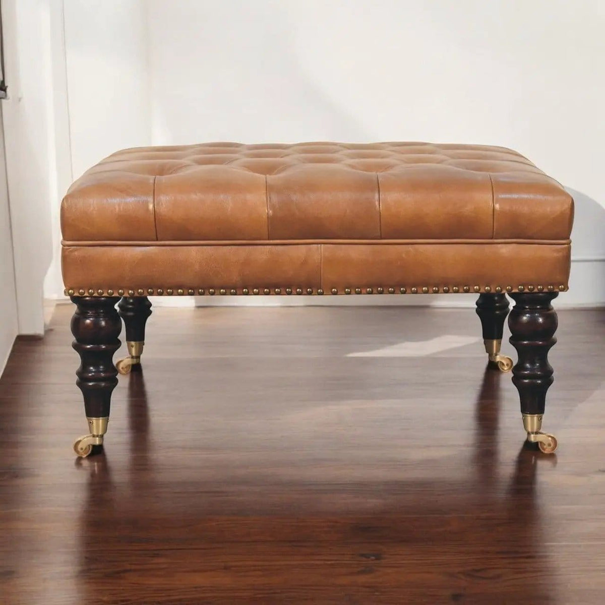 Buffalo Ottoman With Castor Legs | 7 Pieces | Mango Wood | Living Room