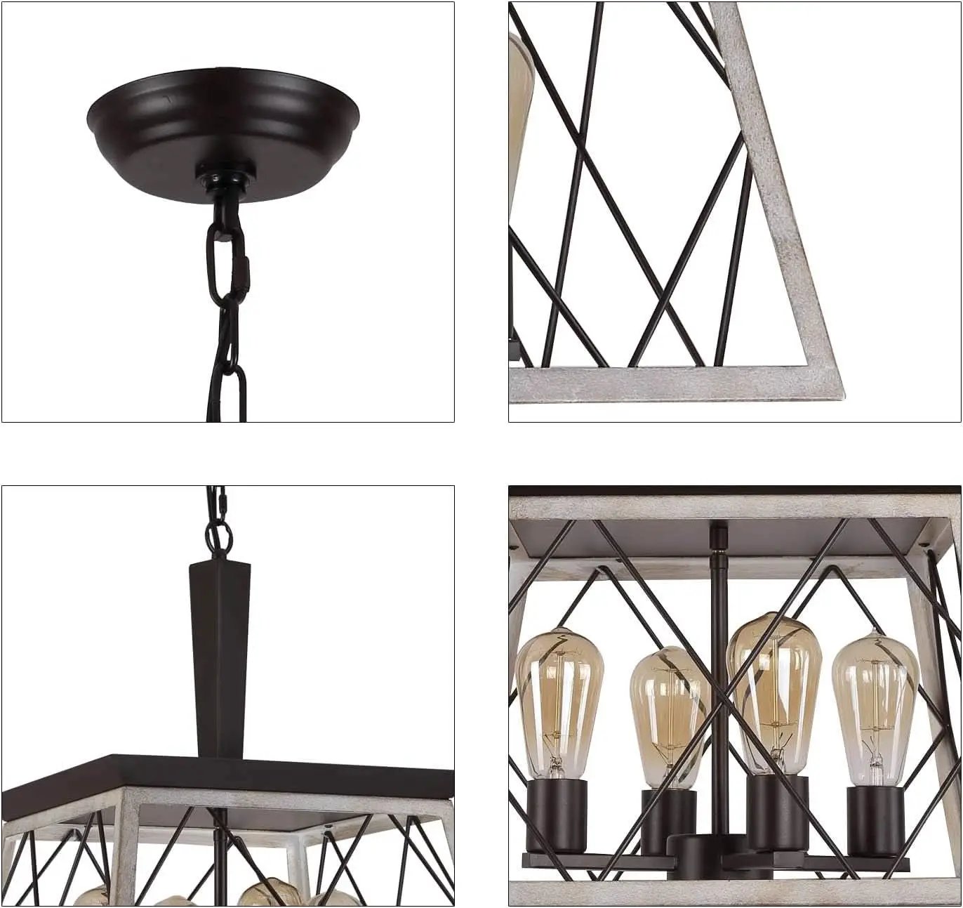 4 Light Farmhouse Vintage Chandelier White Oak Finish from PriceLows™