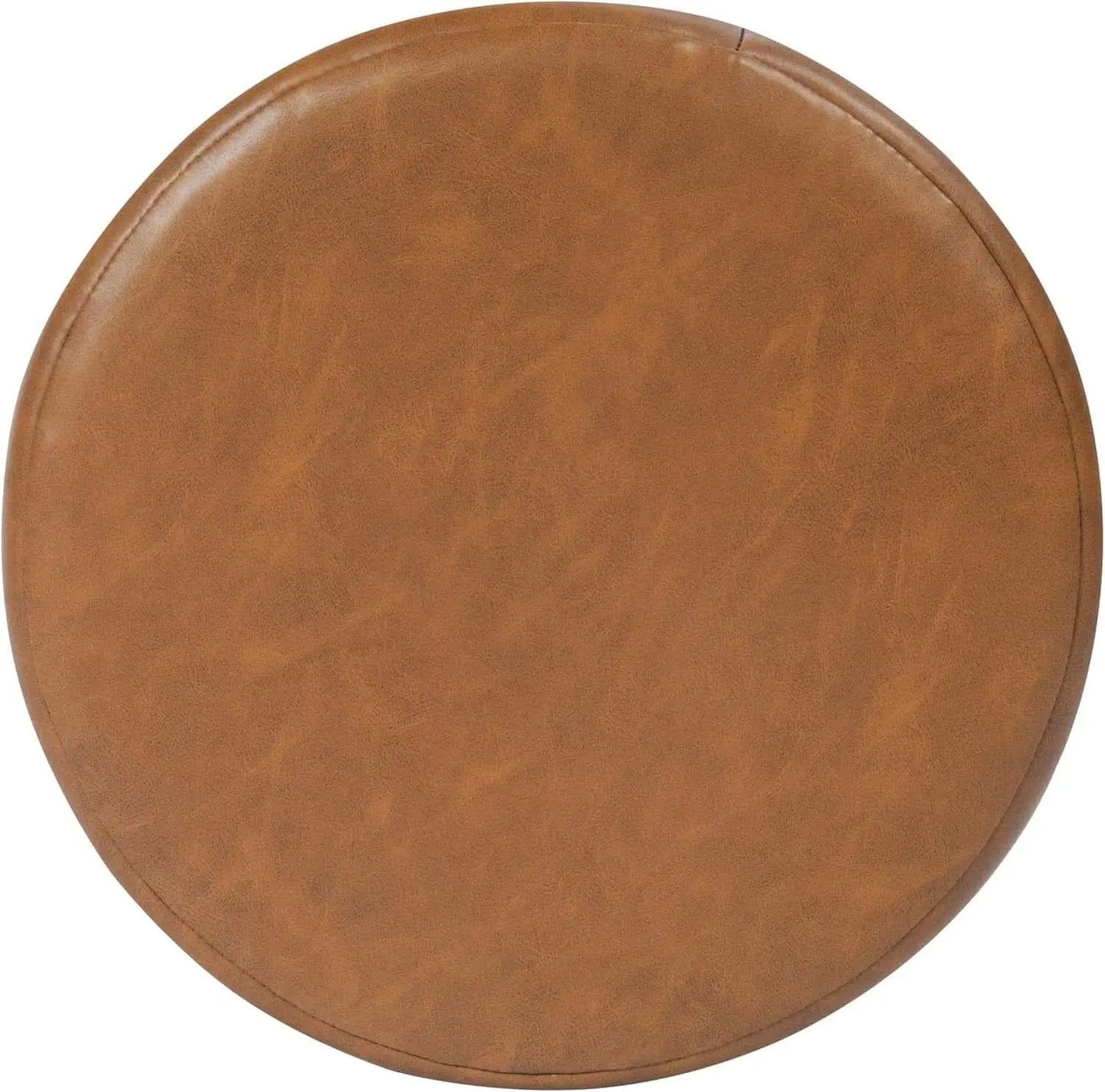 Round Upholstered Faux Leather Ottoman Footrest Camel from PriceLows™