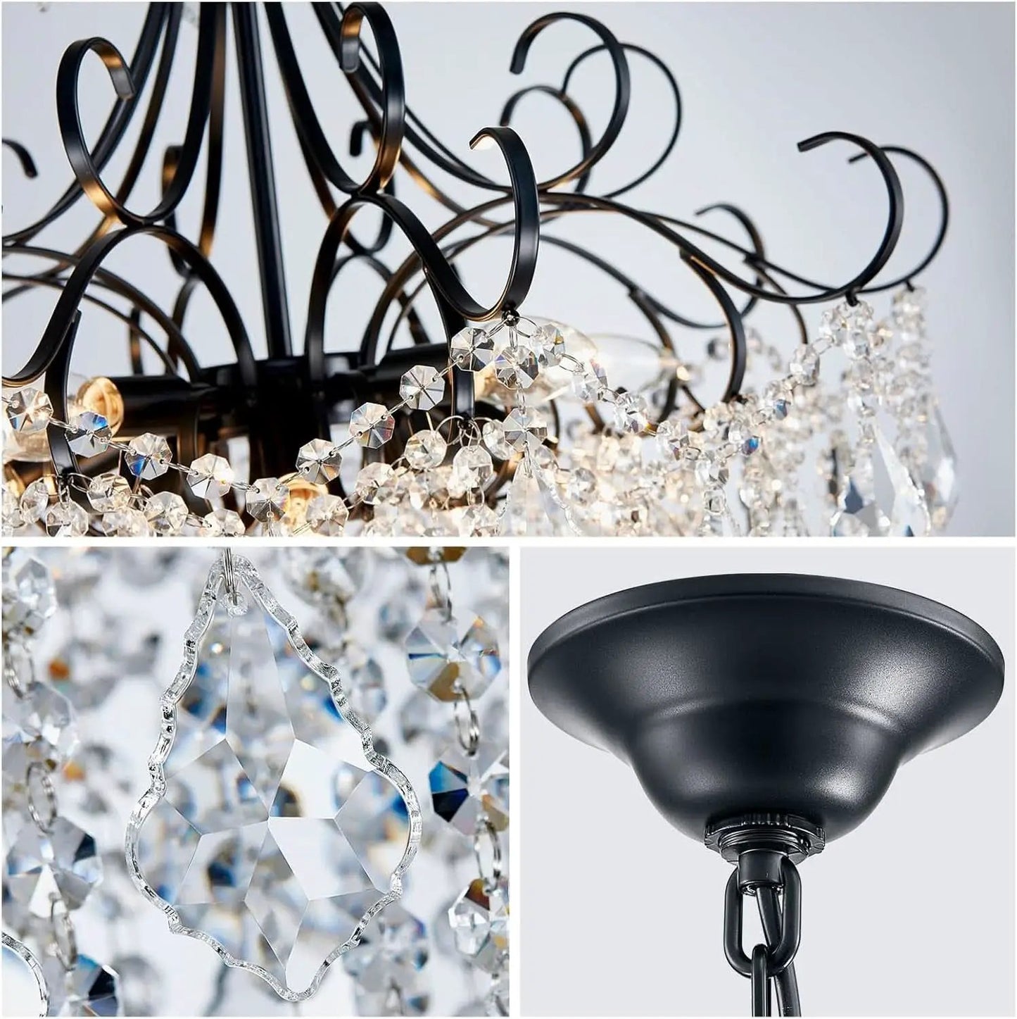 Black Crystal Chandelier 10 Light Pendant Ceiling Fixture from PriceLows™