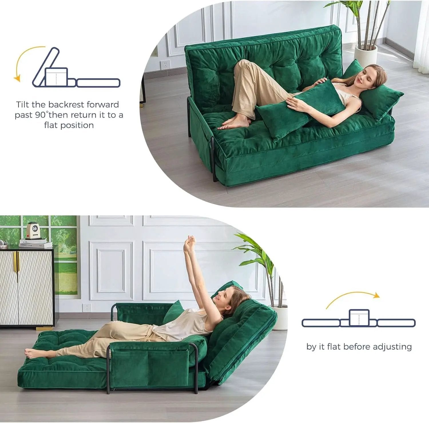 Green Adjustable Floor Sofa Bed Multifunctional Lounge from PriceLows™