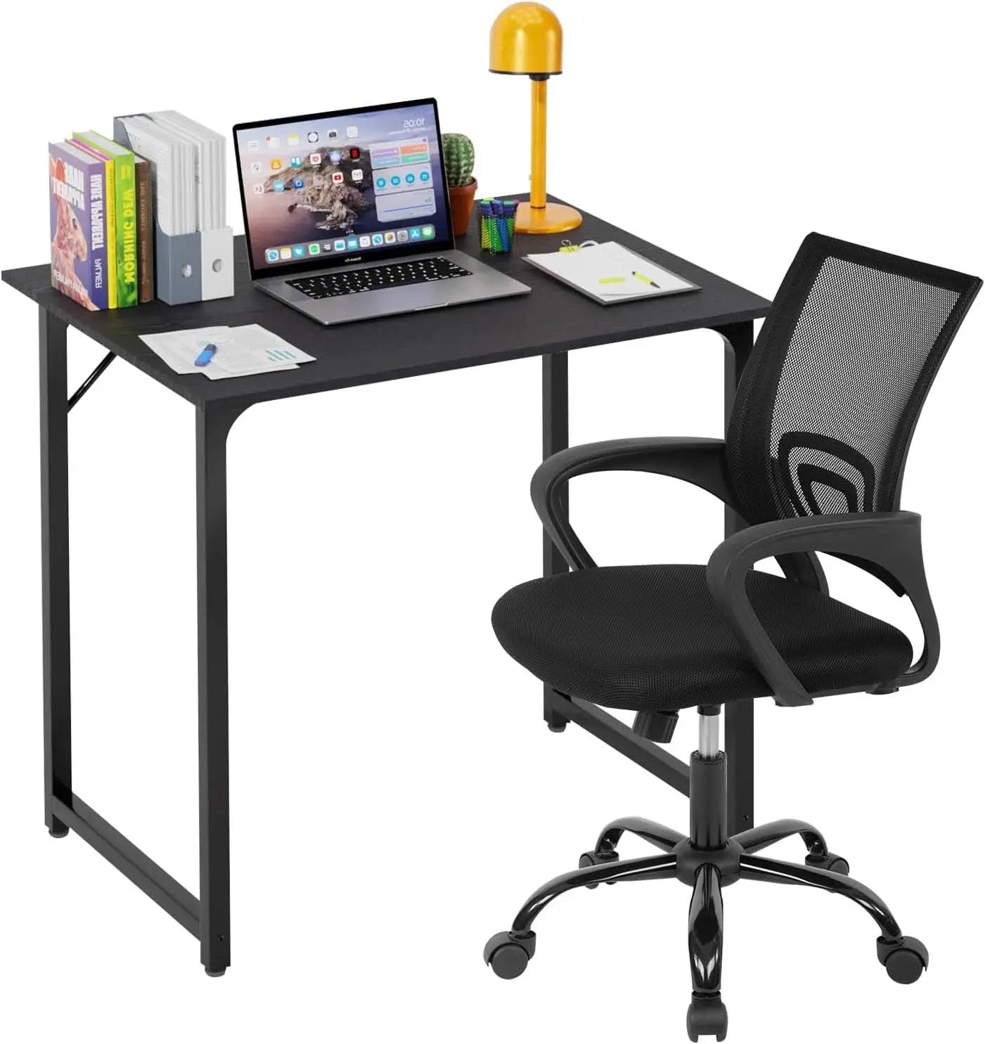 Black 32 Inch Desk And Chair Set For Home Office Use from PriceLows™