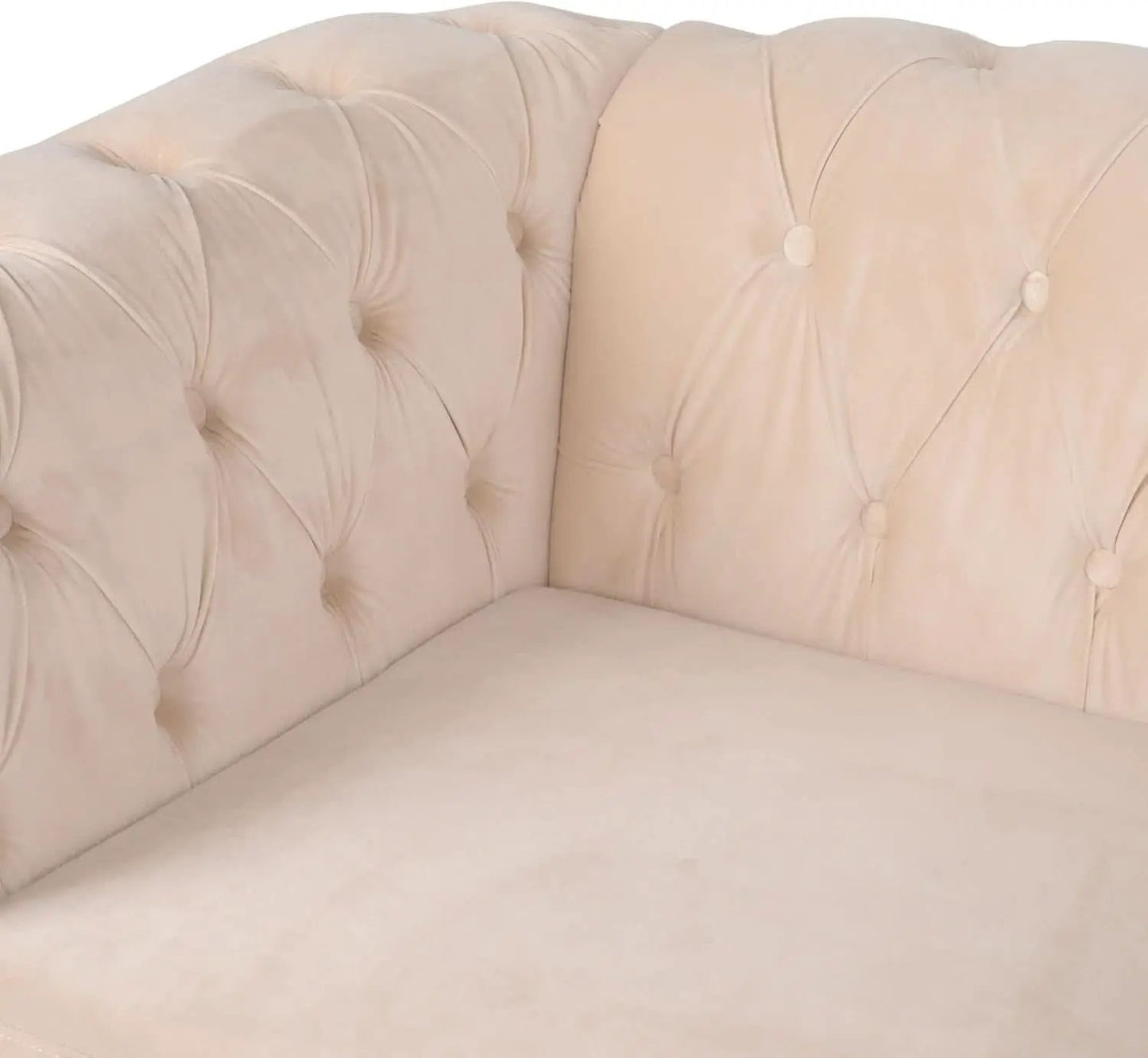 Three Piece Velvet Chesterfield Living Room Sofa Set Beige With Club Chair And Loveseat from PriceLows™