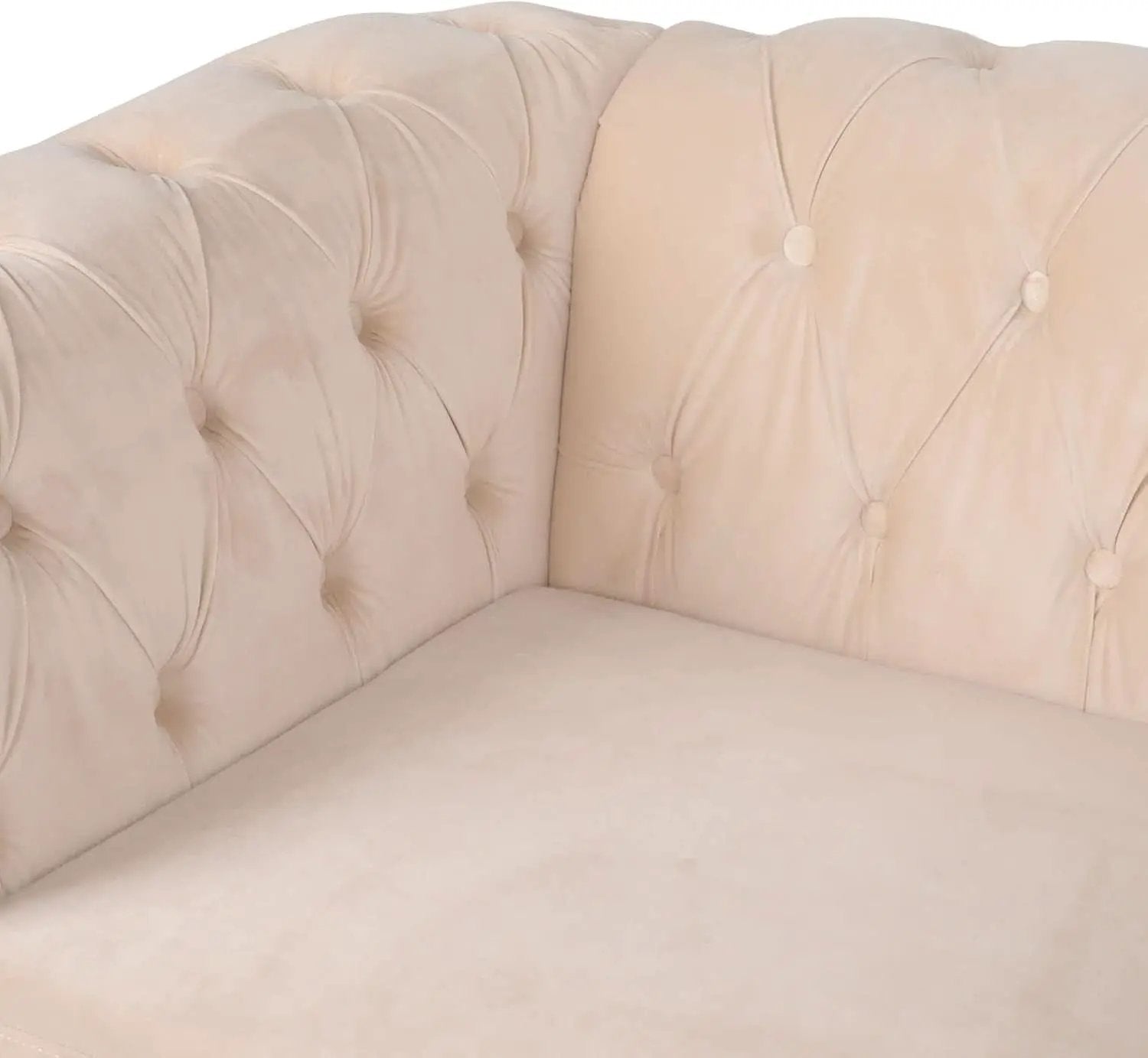Three Piece Velvet Chesterfield Living Room Sofa Set Beige With Club Chair And Loveseat from PriceLows™