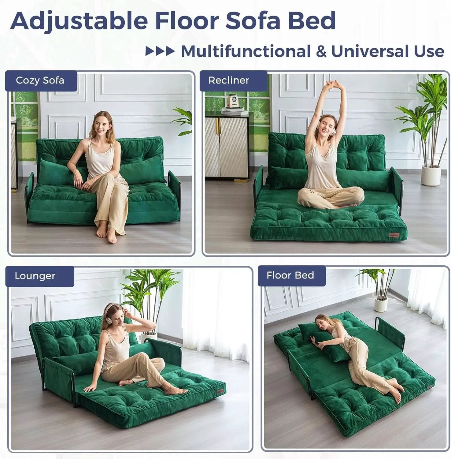Green Adjustable Floor Sofa Bed Multifunctional Lounge from PriceLows™
