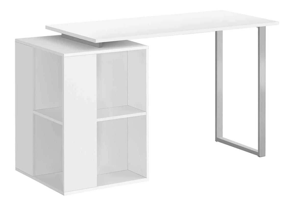 Computer Desk With Bookcase | 55 Inch Width | Left Or Right Setup | 8 Fixed Shelves