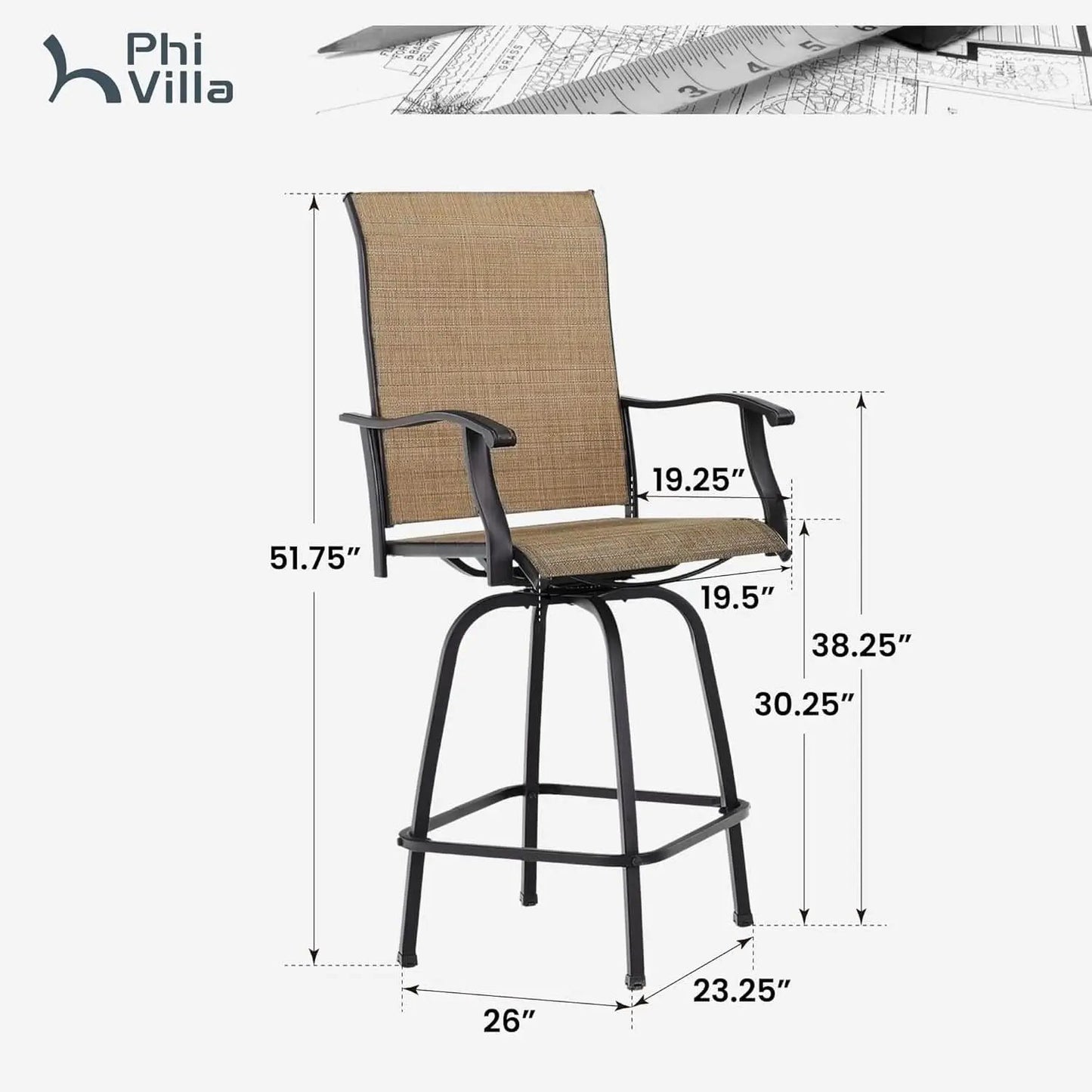 Swivel Outdoor Bar Stools Set of Four Durable Chairs from PriceLows™