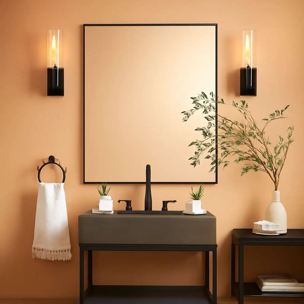 24X32 Inch Black Aluminum Frame Wall Mirror For Bathroom Vanity Horizontal Or Vertical Mount from PriceLows™