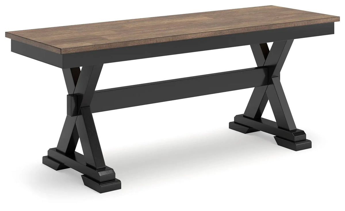 Wildenauer Dining Bench | 48 Inch Width | Modern Farmhouse Style | Two-Tone Finish