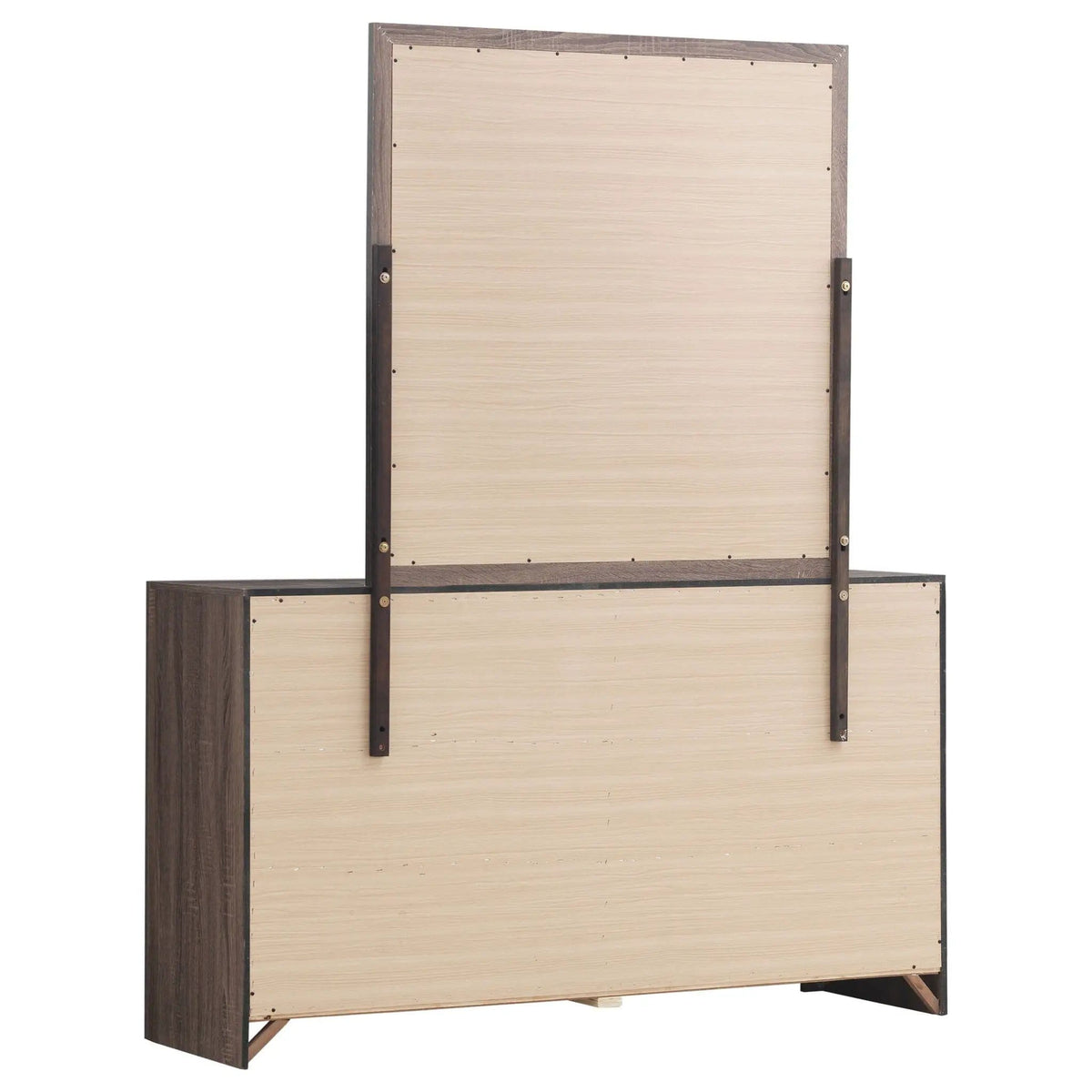Brantford 6-drawer Dresser with Mirror Barrel | 58.5 x 16.25 x 72.75 in | Engineered Wood & Veneer | Oak