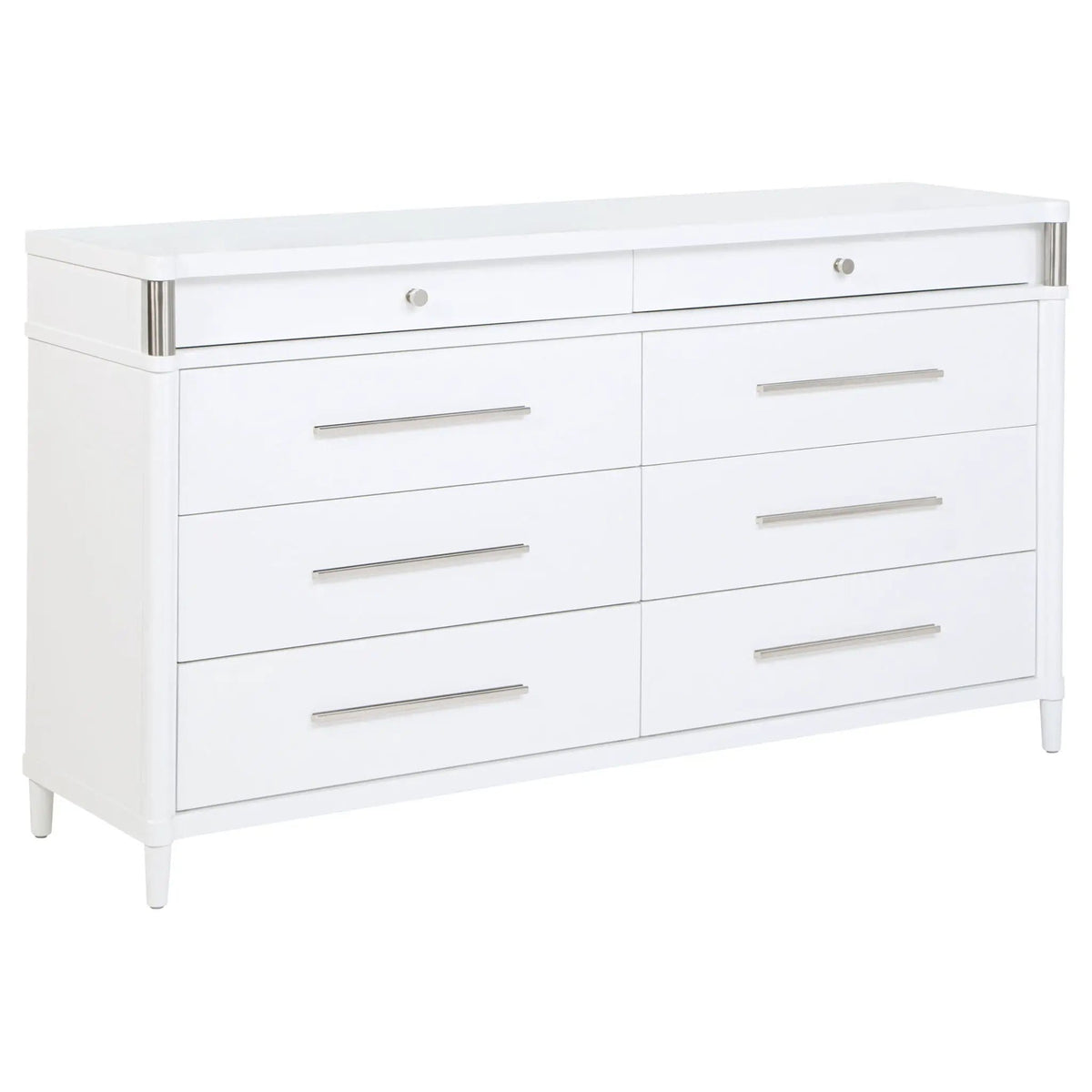 Gracemont 8-drawer Bedroom Dresser Cabinet | 65.5 x 18 x 36.25 in | Rubberwood & Engineered Wood | White