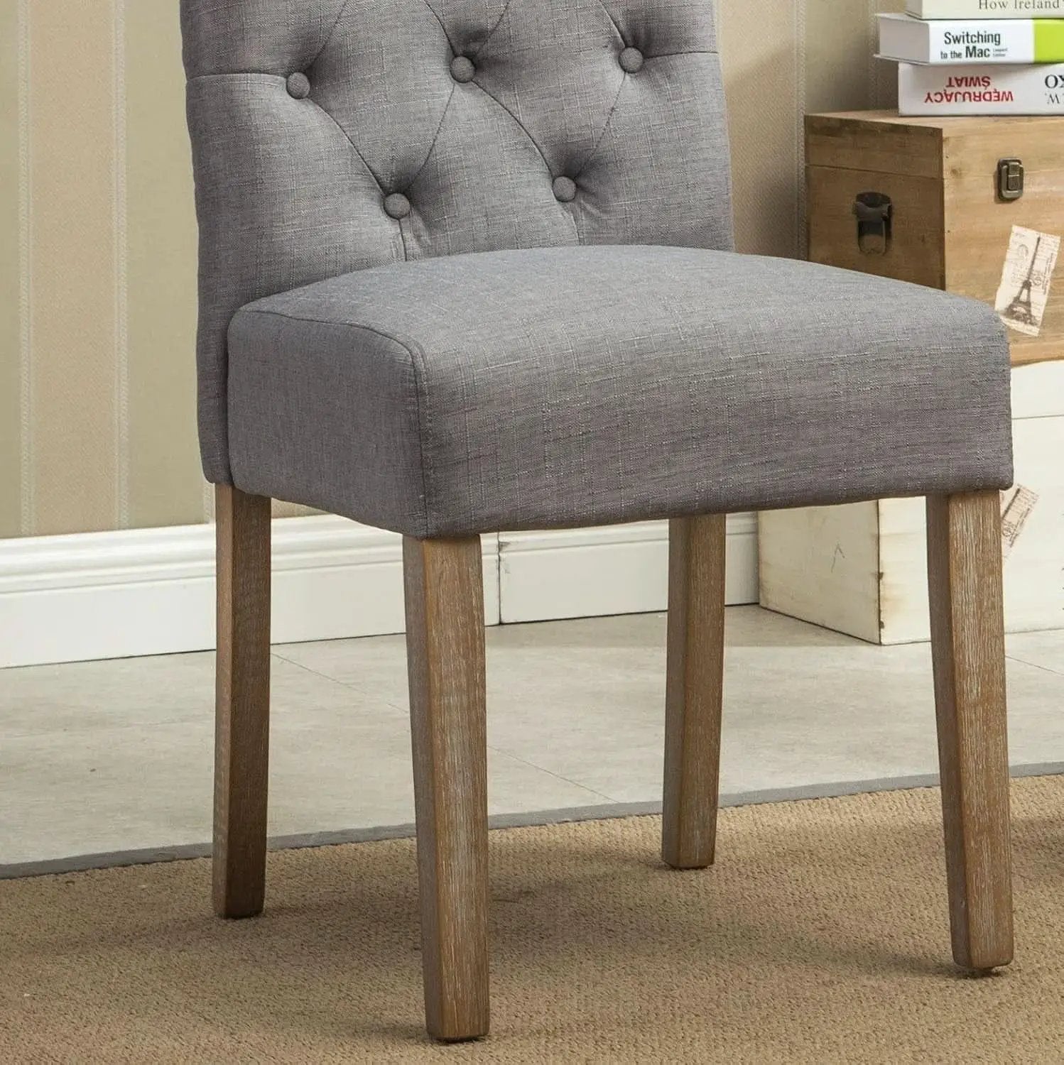 Gray Solid Wood Tufted Parsons Dining Chair Set Of 2 from PriceLows™