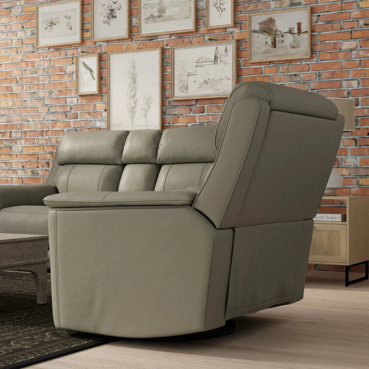 Oslo Manual Swivel Glider Recliner Swivel Glider Chair | 3 Pieces | Wood | Living Room