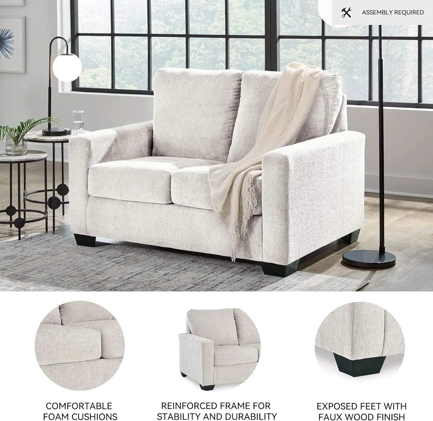 Twin White Premium Ultra Vision Memory Foam Sofa Sleeper from PriceLows™