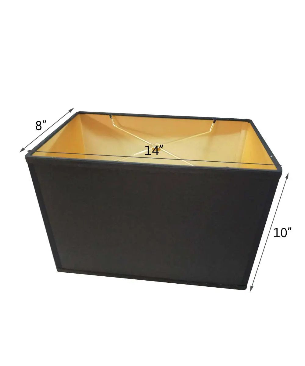 Rectangular Drum Lampshade | Black Shantung | Heavy Frame | 14 By 10 Inches