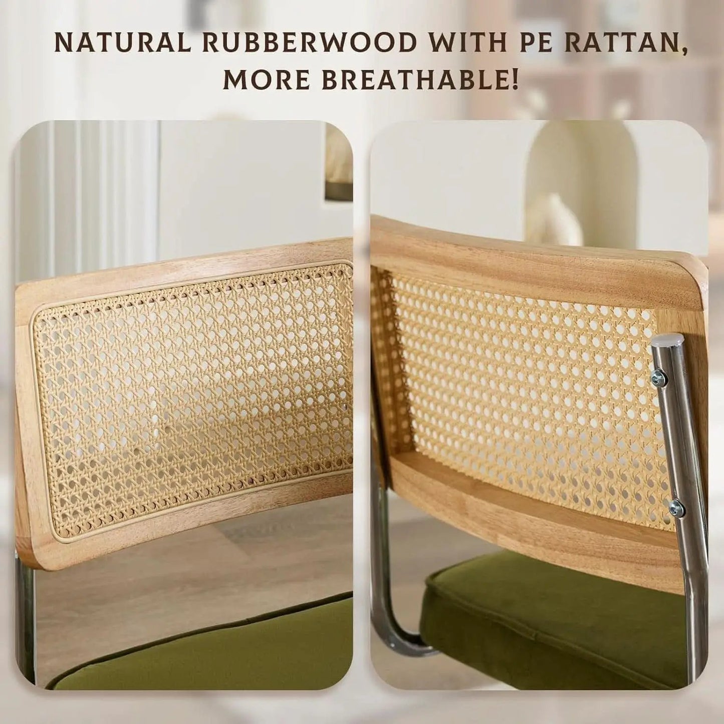 Rattan Dining Chairs Set Of 2 Green With Cane Back from PriceLows™