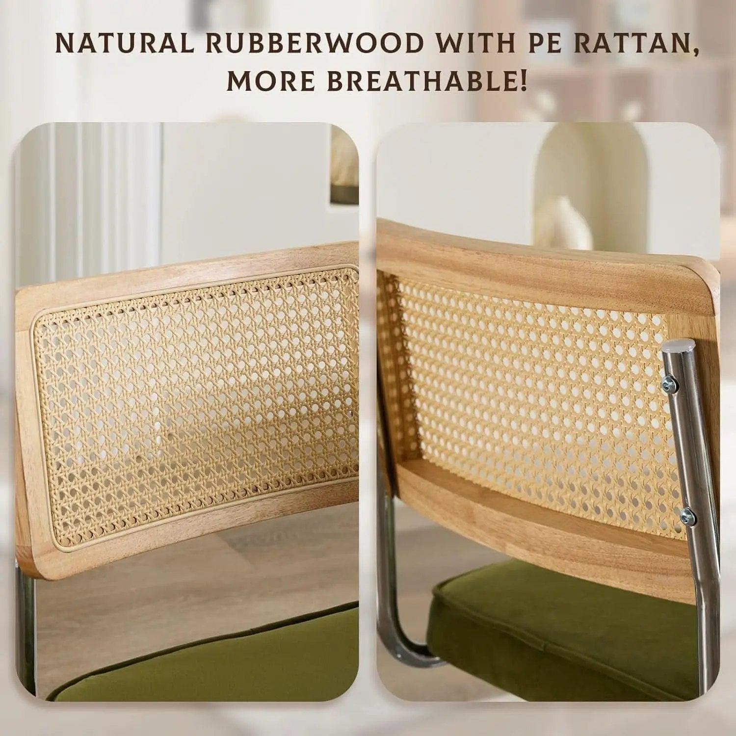 Rattan Dining Chairs Set Of 2 Green With Cane Back from PriceLows™