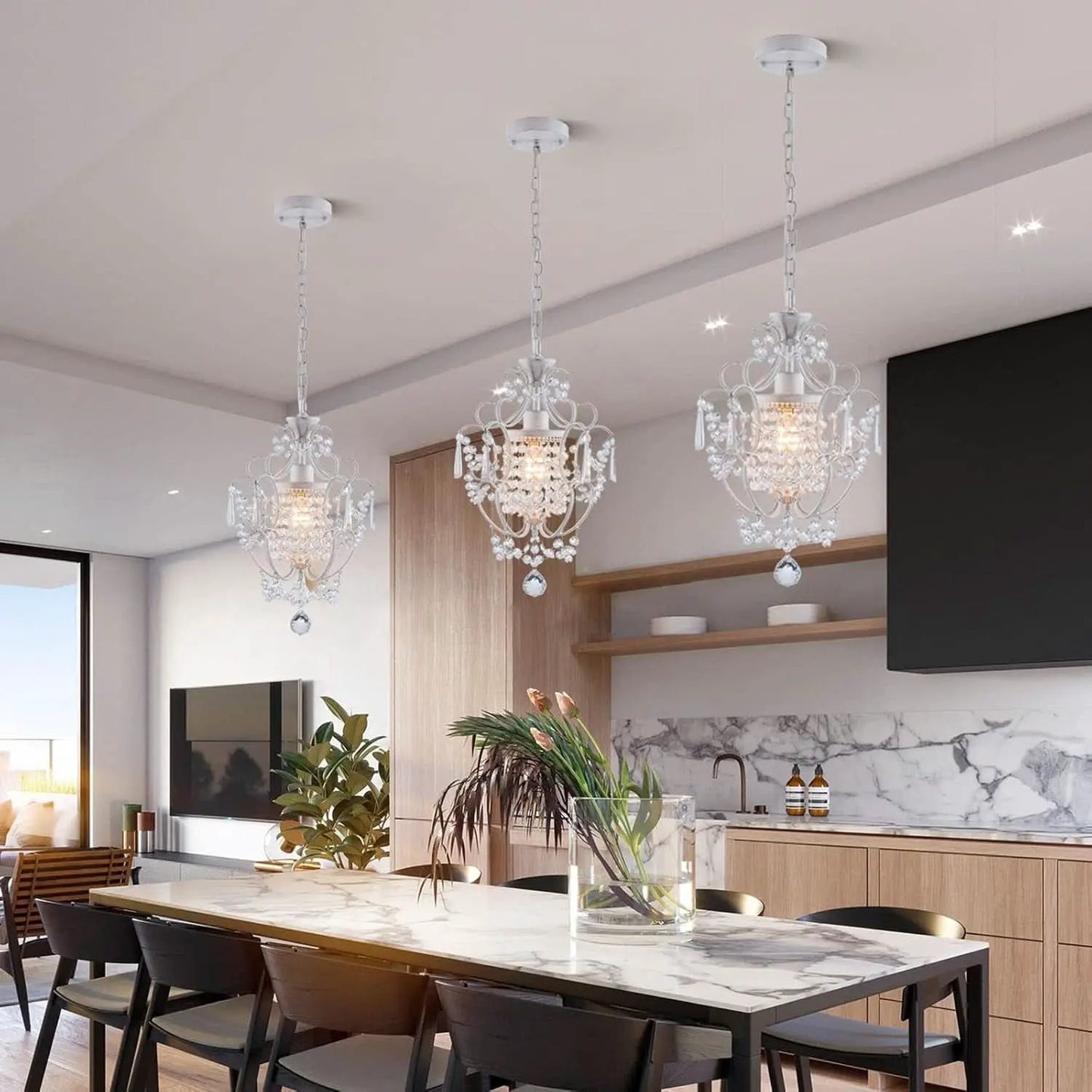 White Mini Crystal Chandelier Ceiling Light 1 Light Fixture from PriceLows™