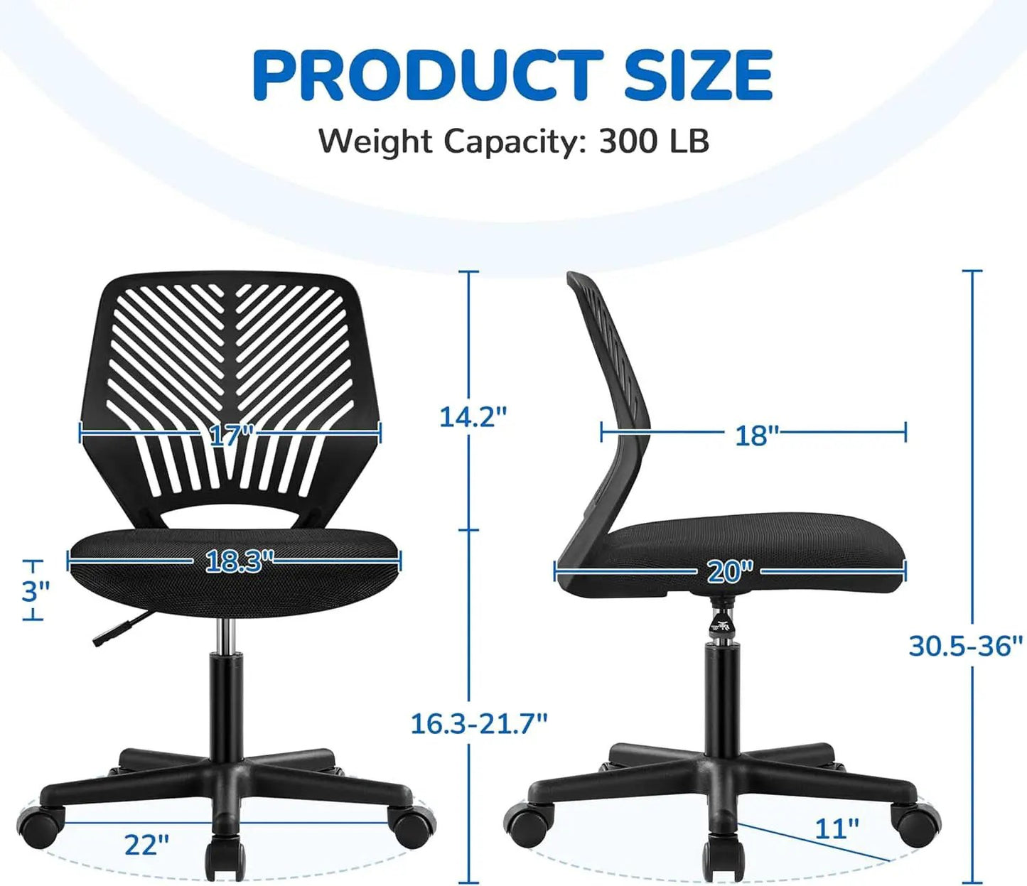 Low Back Armless Desk Chair With Lumbar Support Black from PriceLows™