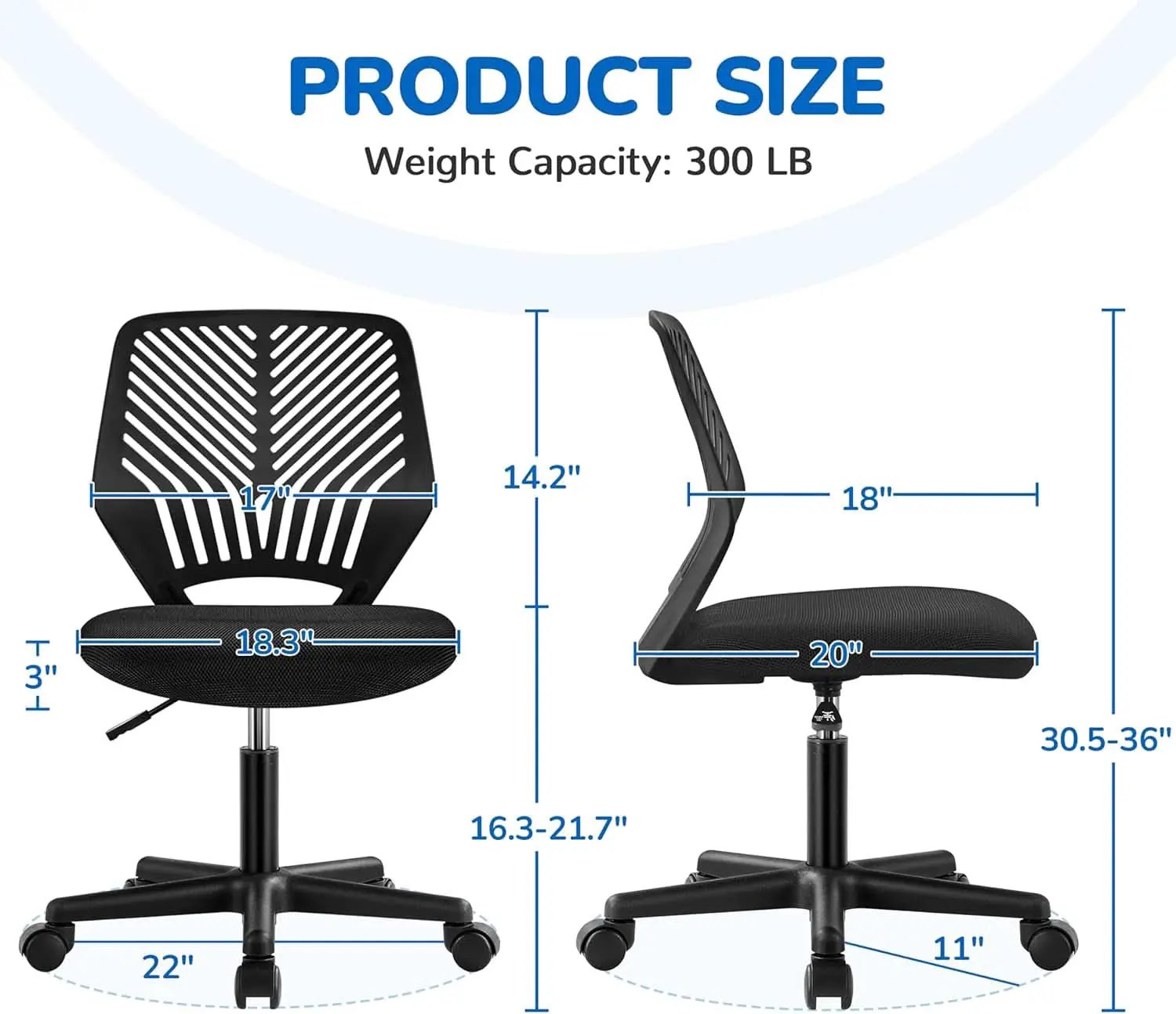 Low Back Armless Desk Chair With Lumbar Support Black from PriceLows™