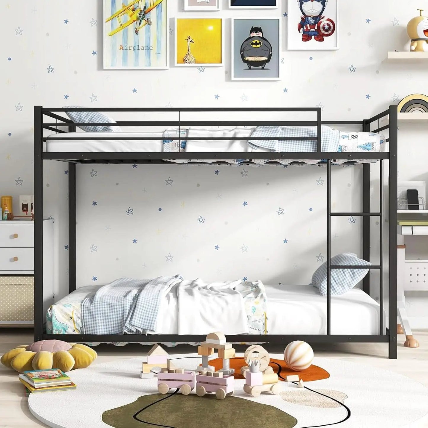 Metal Bunk Bed Twin Over Twin With Safety Guard Rails from PriceLows™