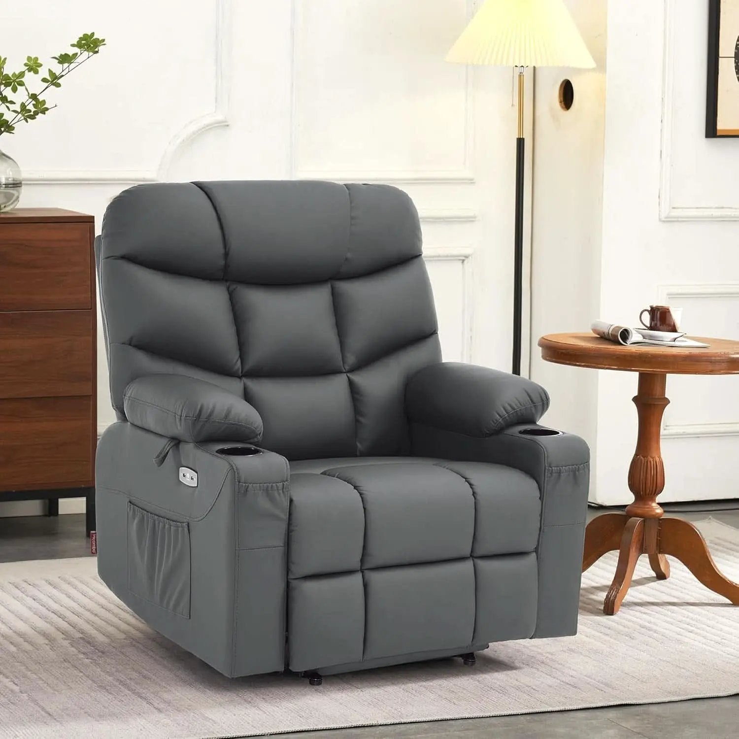 Power Lift Recliner With Extended Footrest Dark Grey from PriceLows™
