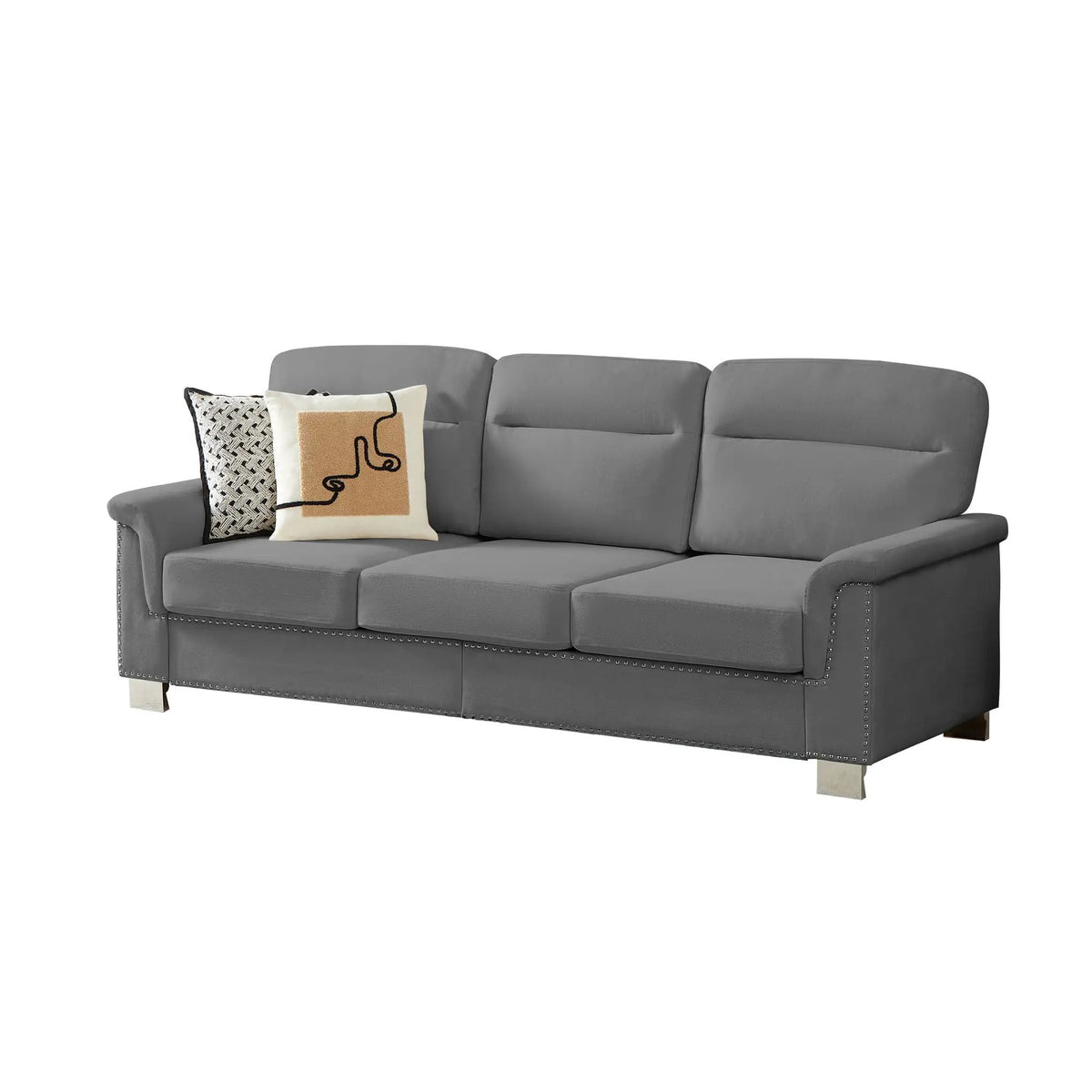 3 Seater Stationary Sofa | High-Density Foam And Spring Pack | 84.2 Inch Length | Solid Structure