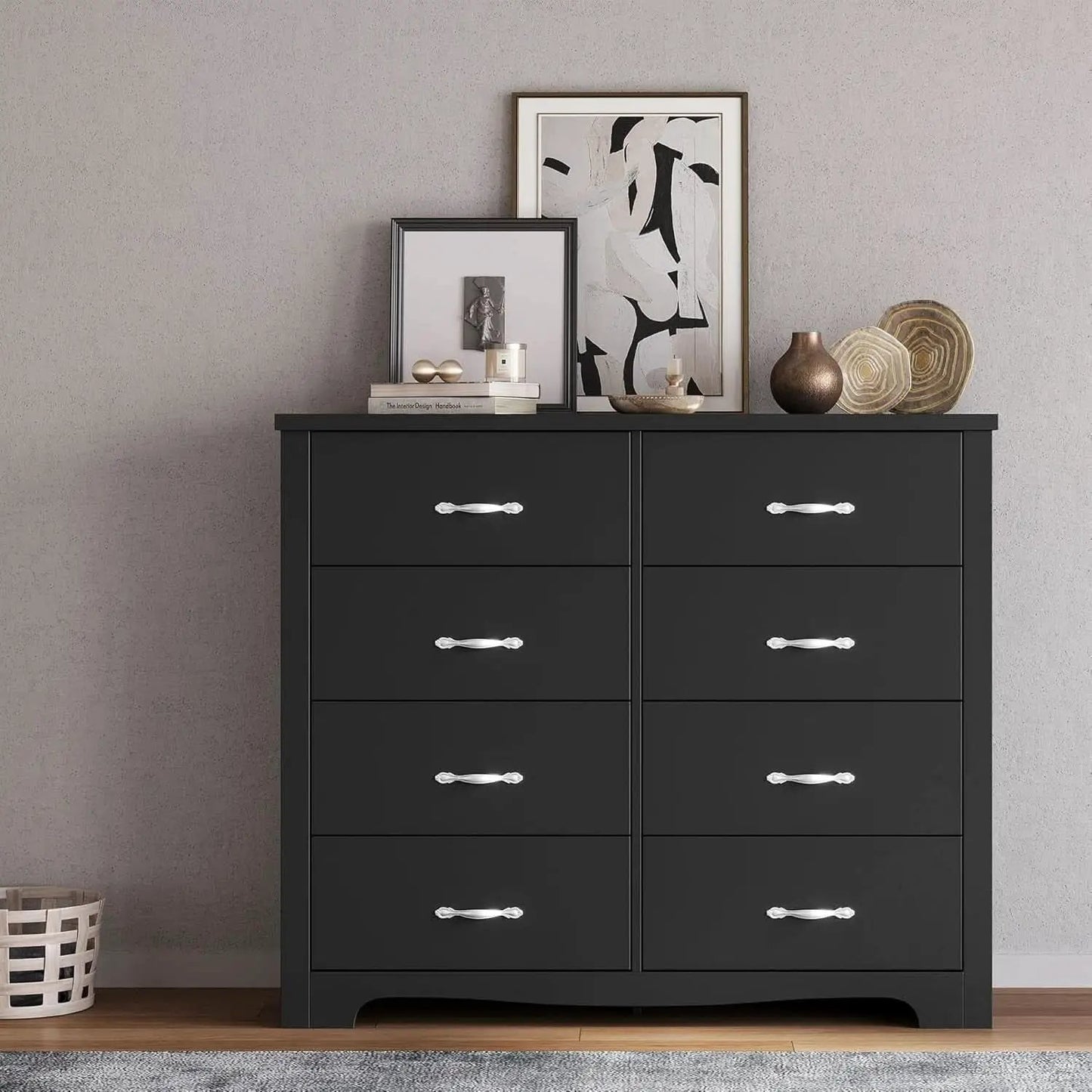 Black Contemporary Dresser With Large Deep Drawers from PriceLows™