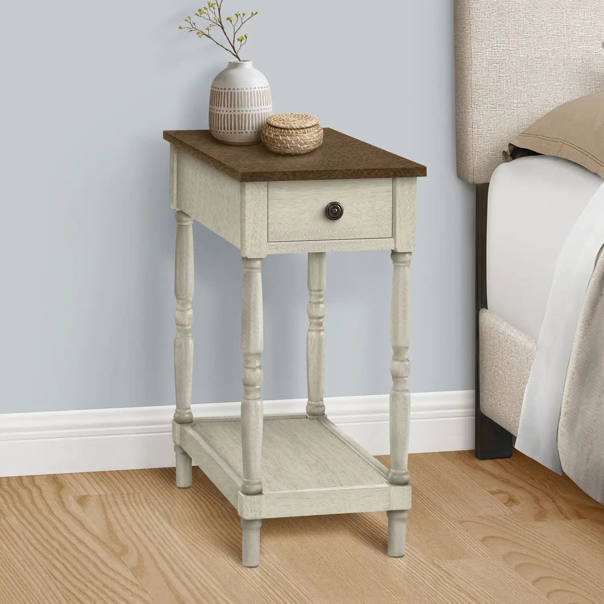 Accent End Table | 2 Tier | Storage Drawer | Compact