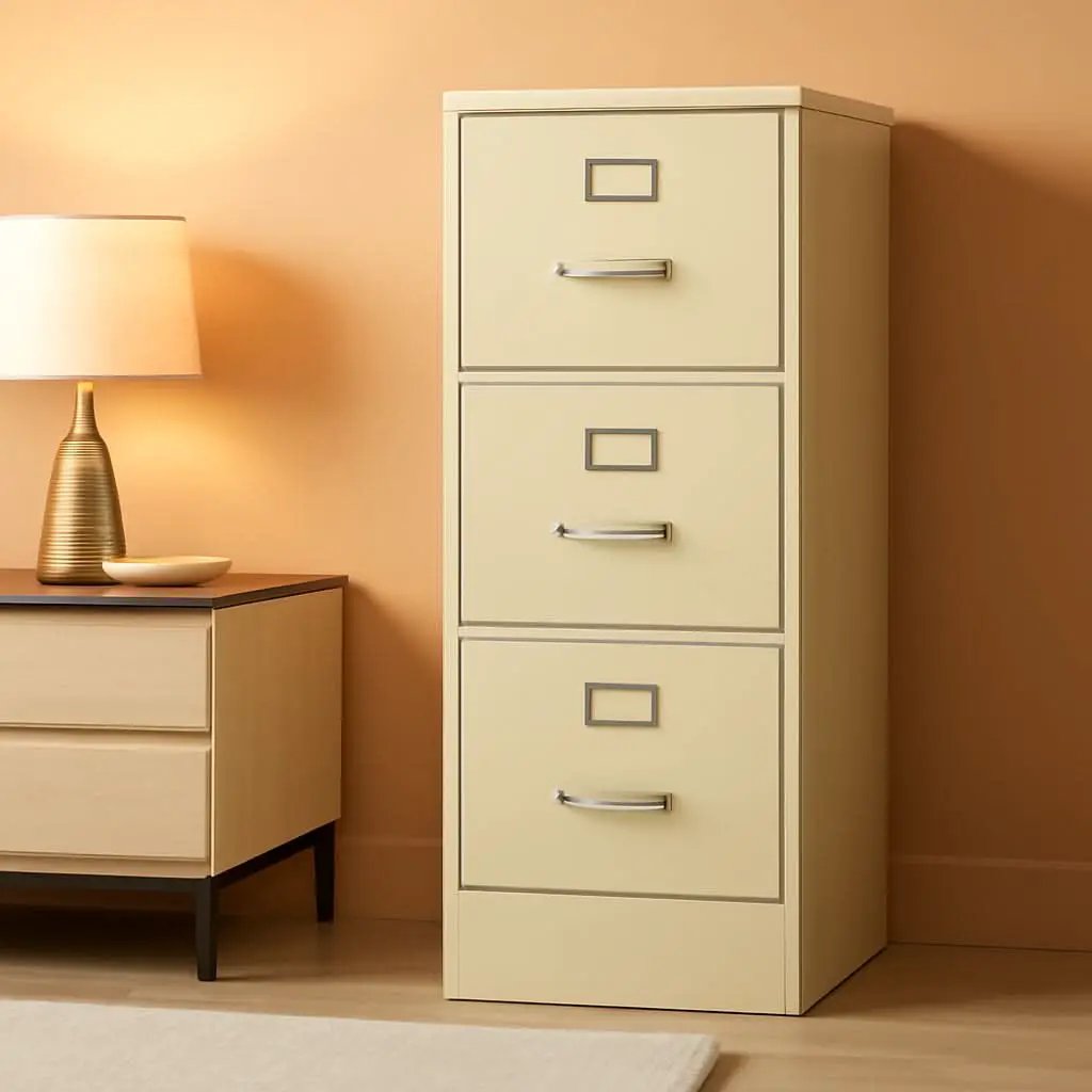 4-Drawer Vertical Locking Metal File Cabinet 25 Deep Putty from PriceLows™