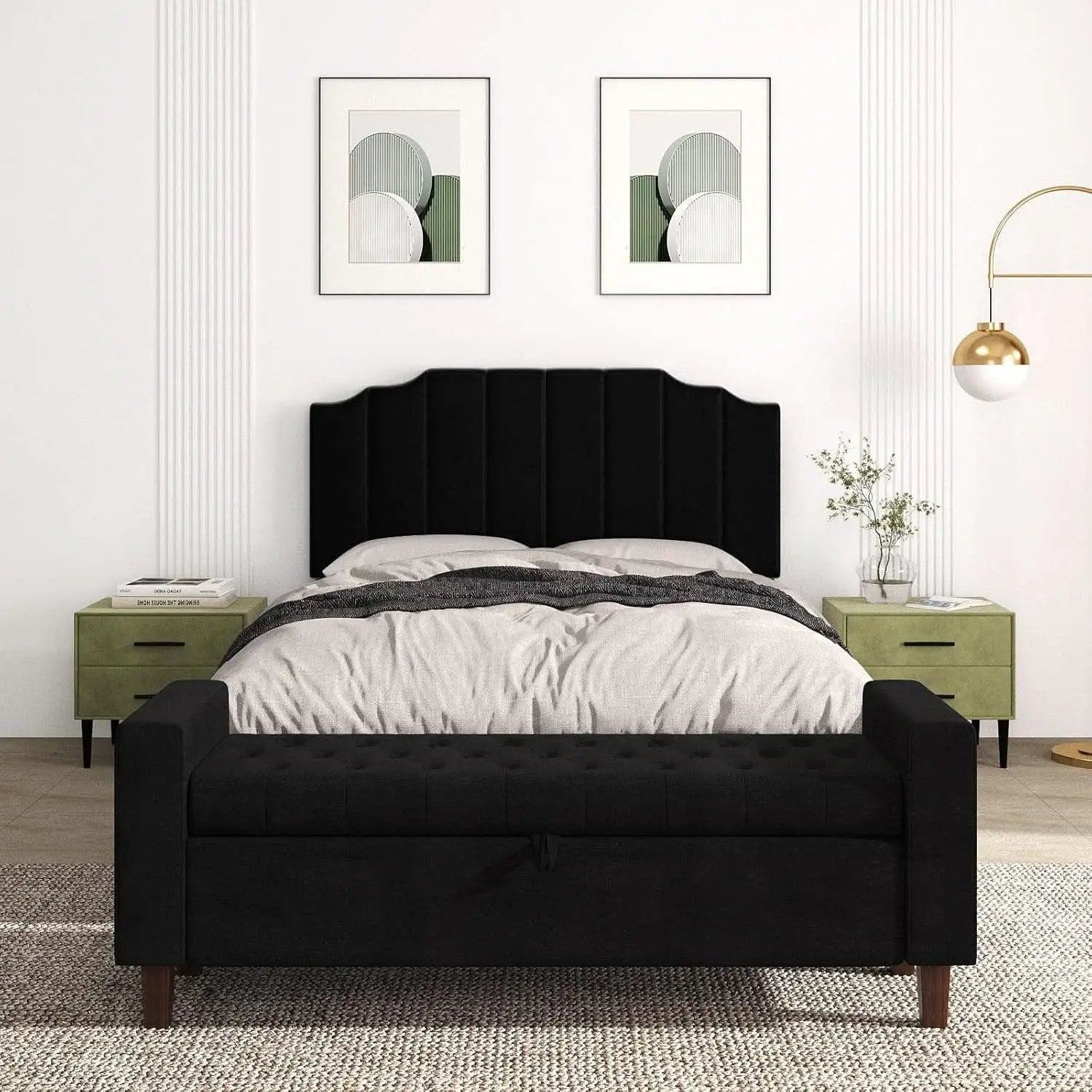 Velvet Wall Mounted Queen Size Headboard with Tufted Design from PriceLows™