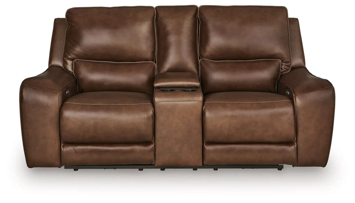 DeepWakes Power Reclining Loveseat / Console / Adjustable Headrest | 2 Pieces | Leather | Living Room