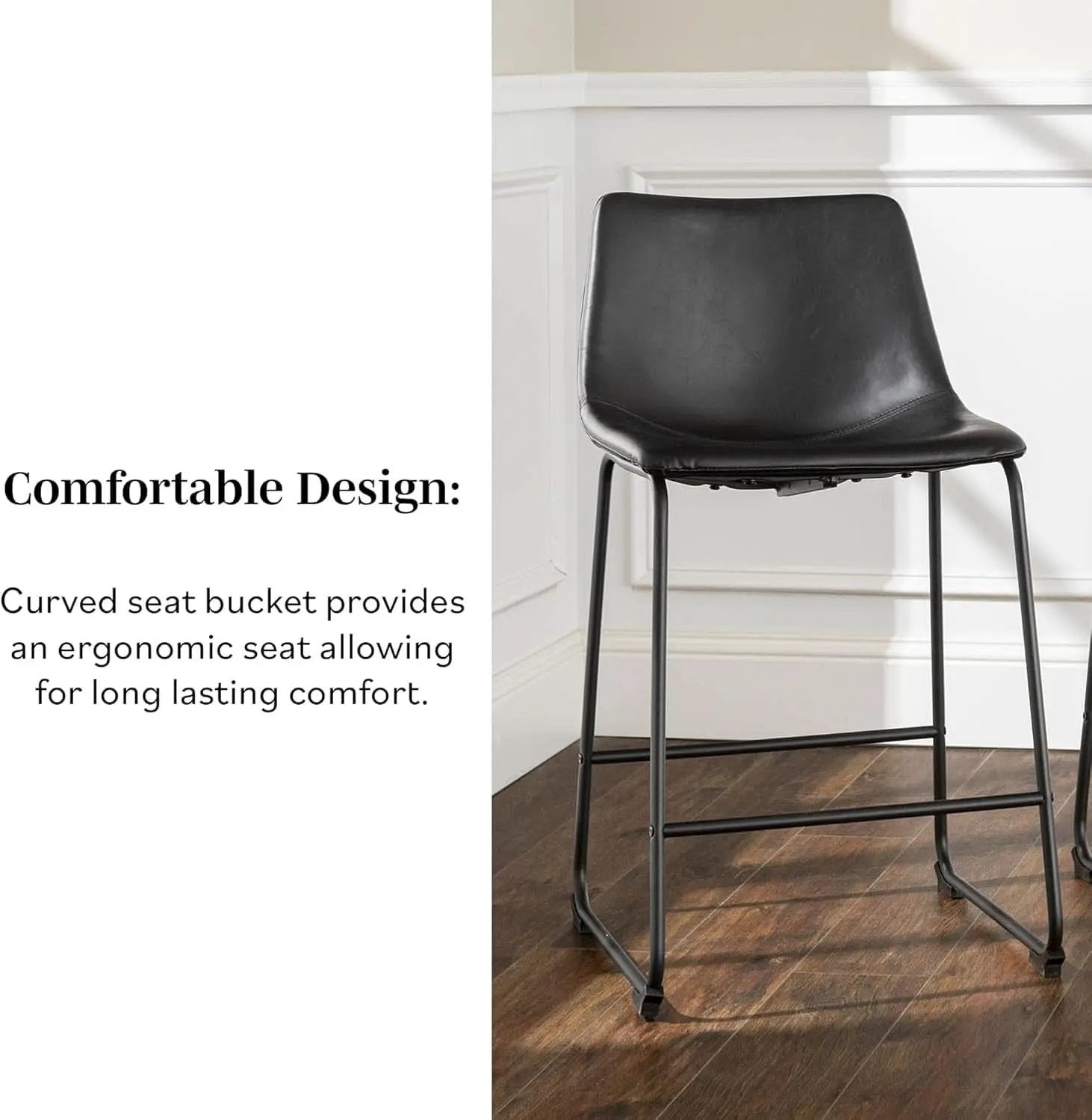 Set Of 2 Faux Leather Counter Height Stools For Kitchen from PriceLows™