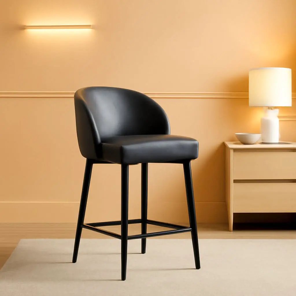 Counter Height Bar Stools Set of 3 26in Grey Faux Leather from PriceLows™
