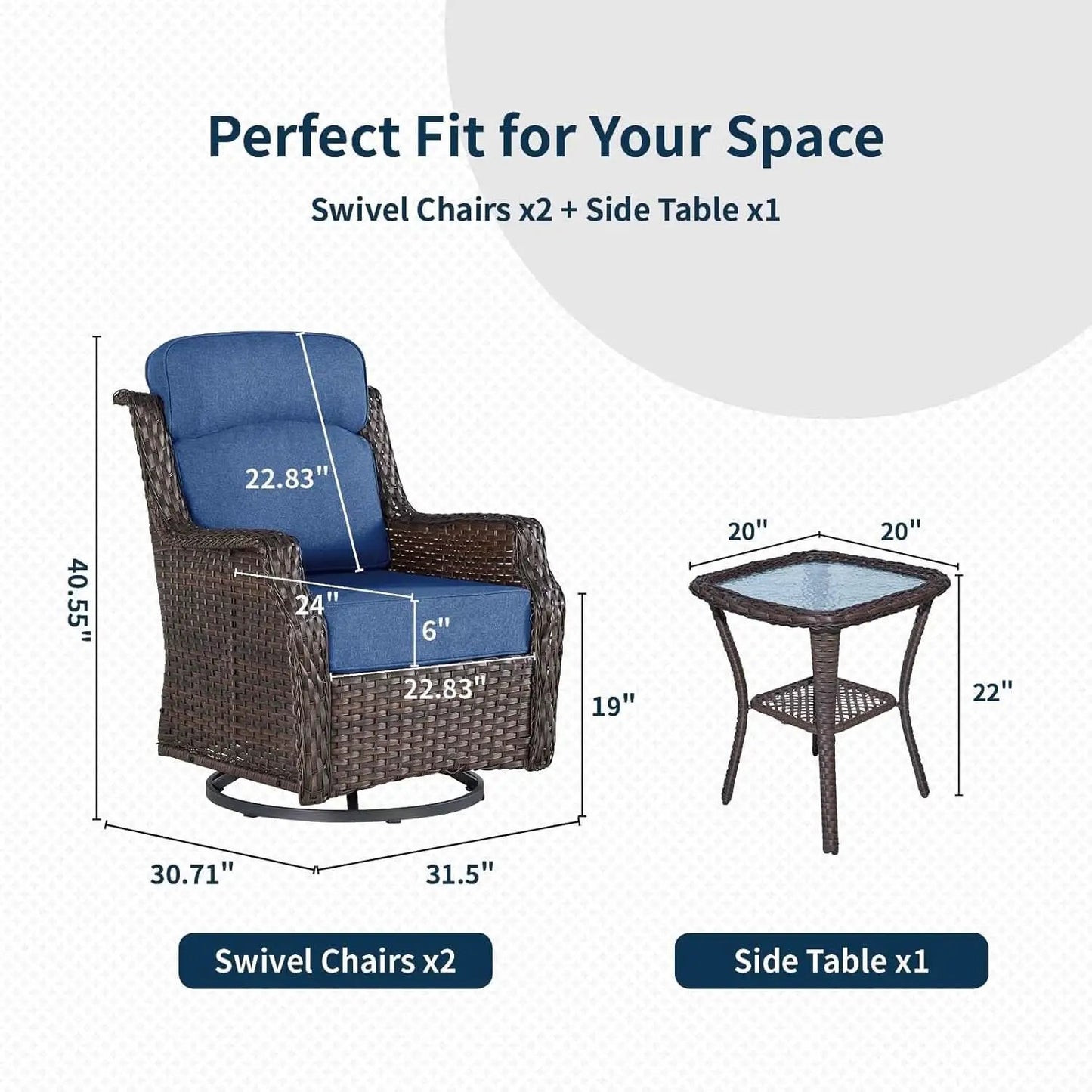 Comfortable Wicker Swivel Rocker Chairs With Side Table from PriceLows™
