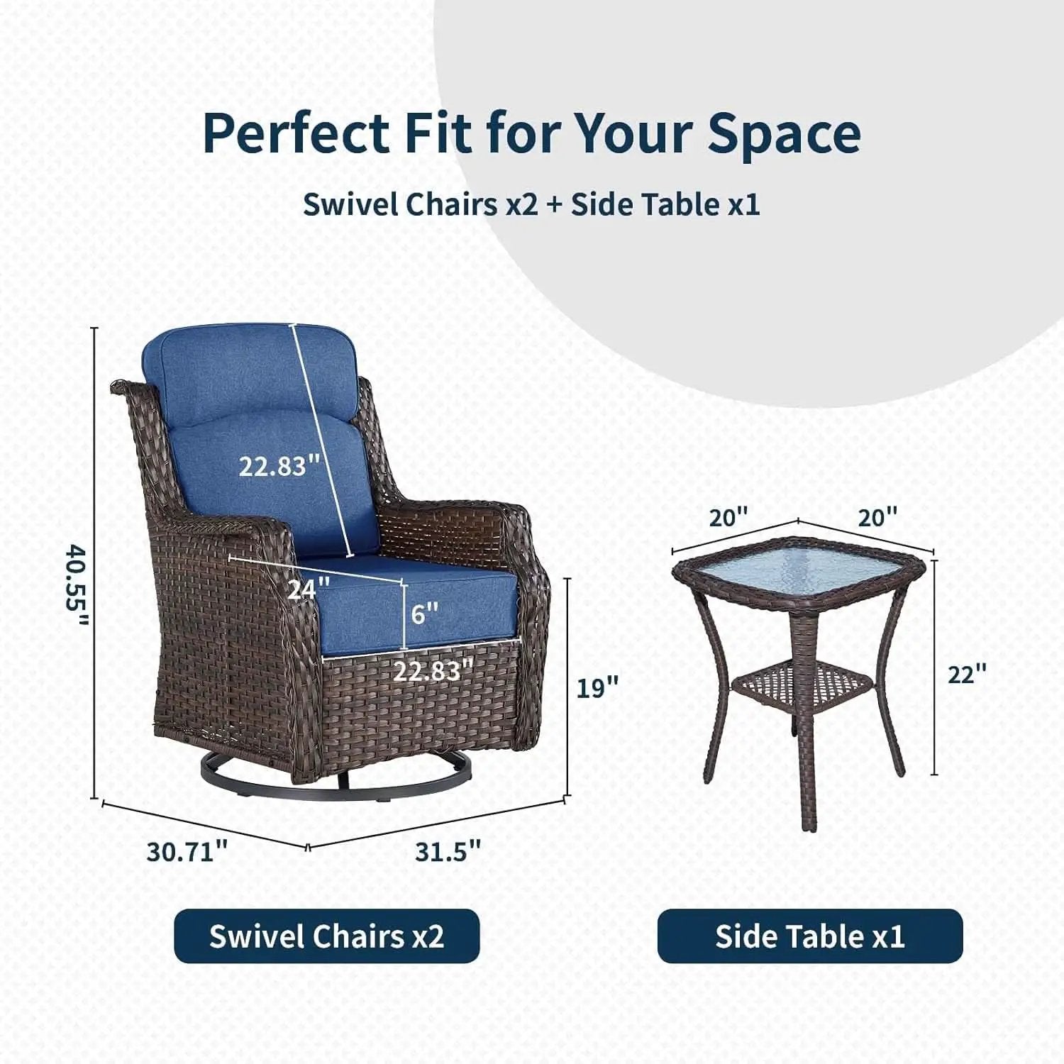 Comfortable Wicker Swivel Rocker Chairs With Side Table from PriceLows™
