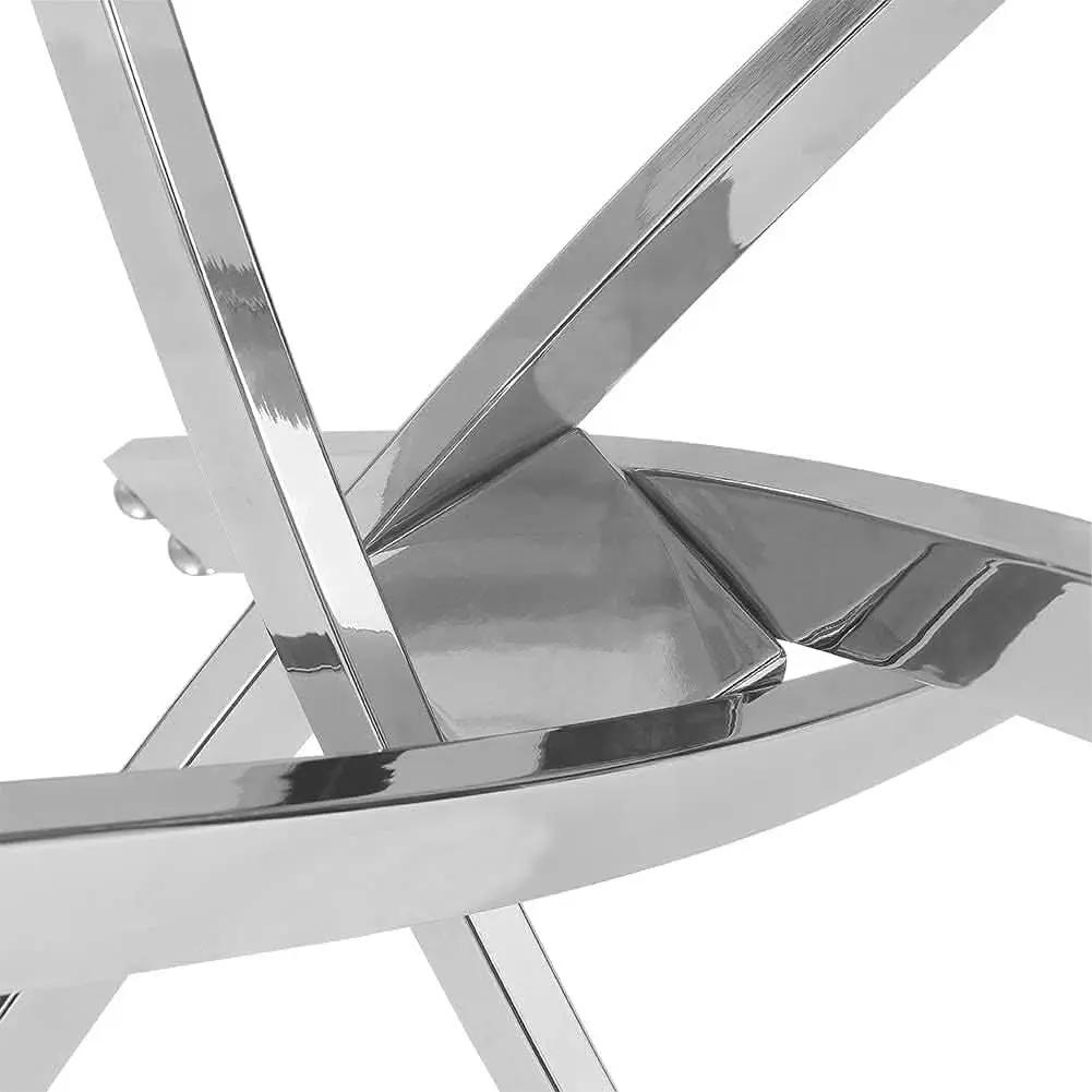 Tempered Glass Dining Table With Chromed Legs 47In White Silver from PriceLows™