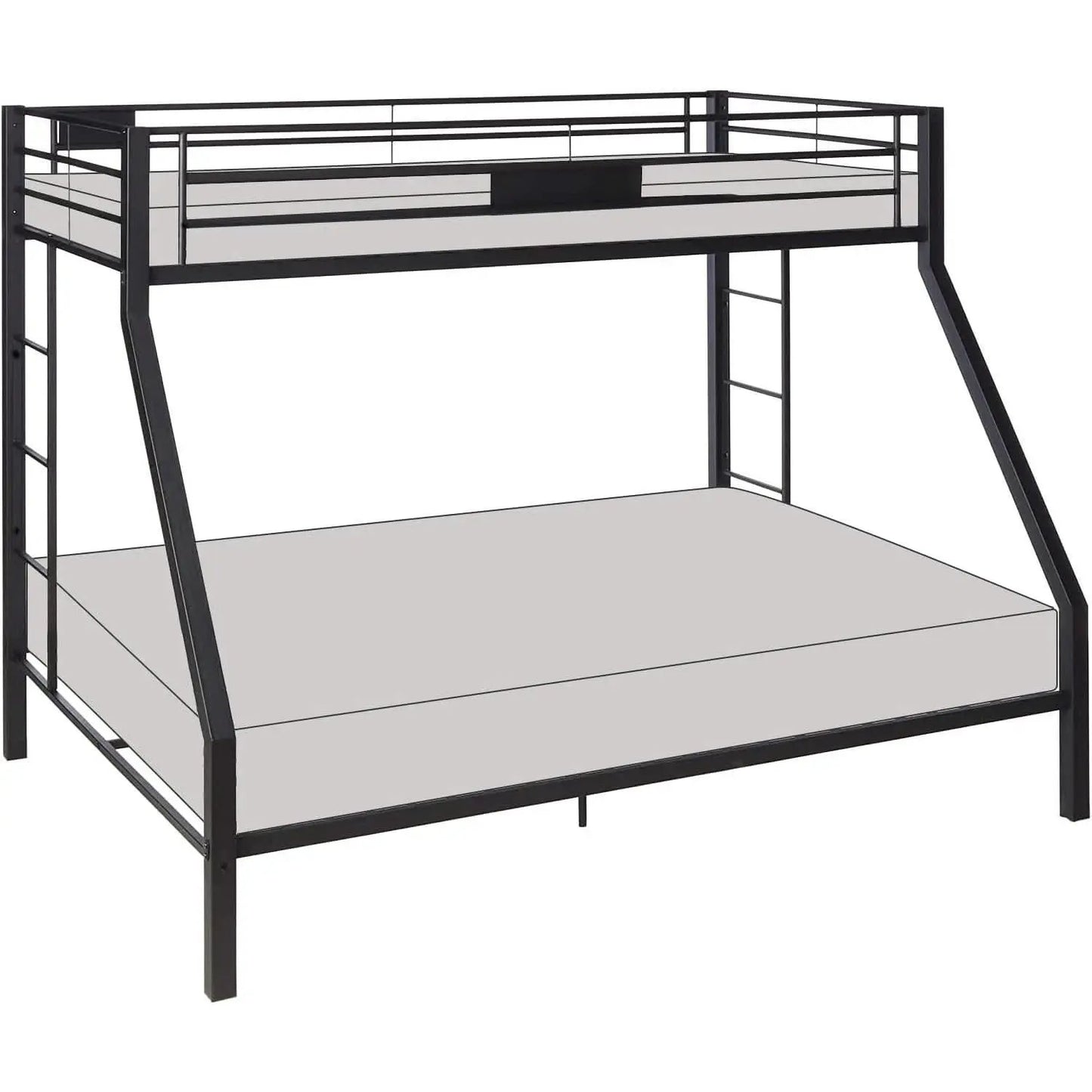 Twin XL Queen Bunk Bed In Sandy Black Finish Metal Slats from PriceLows™