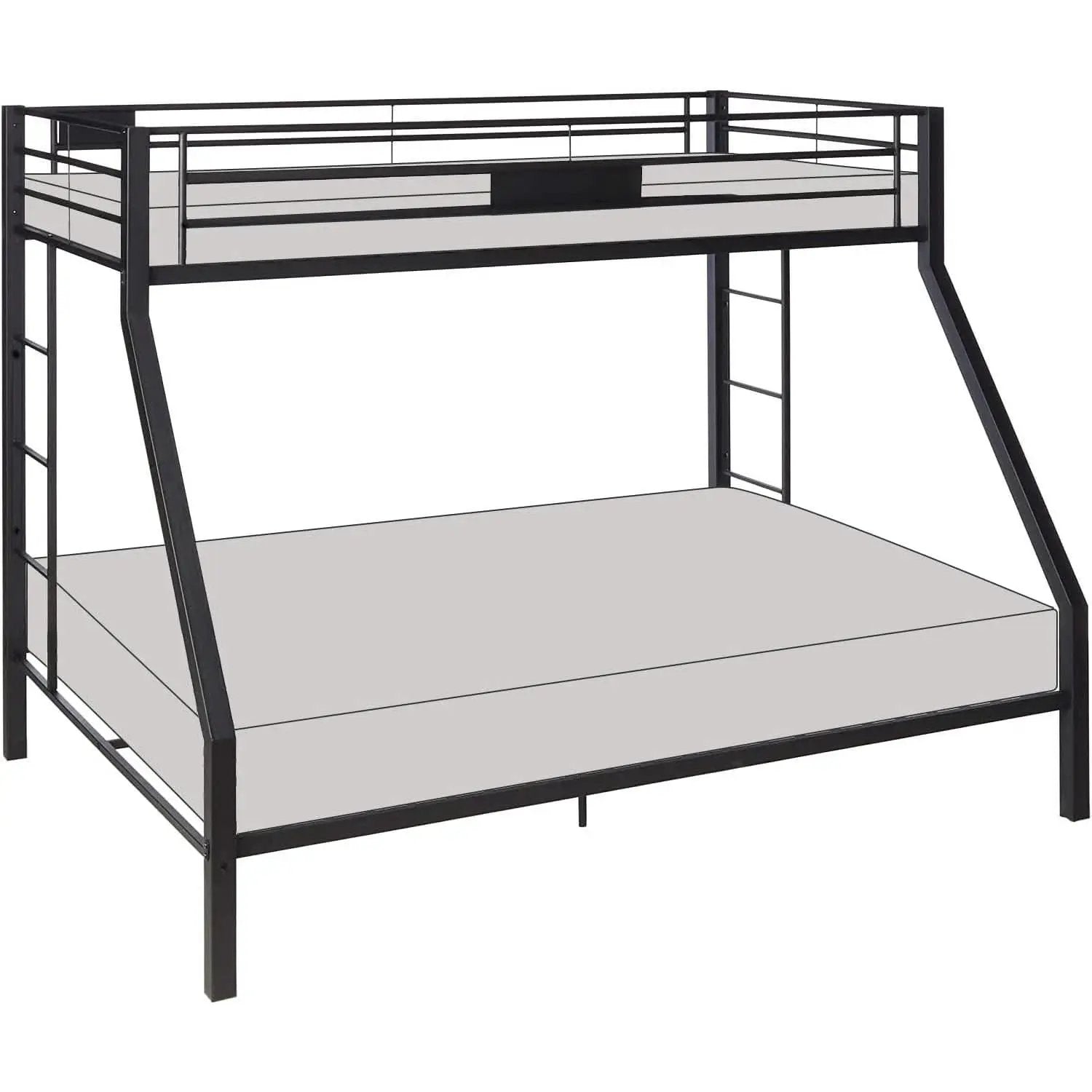 Twin XL Queen Bunk Bed In Sandy Black Finish Metal Slats from PriceLows™