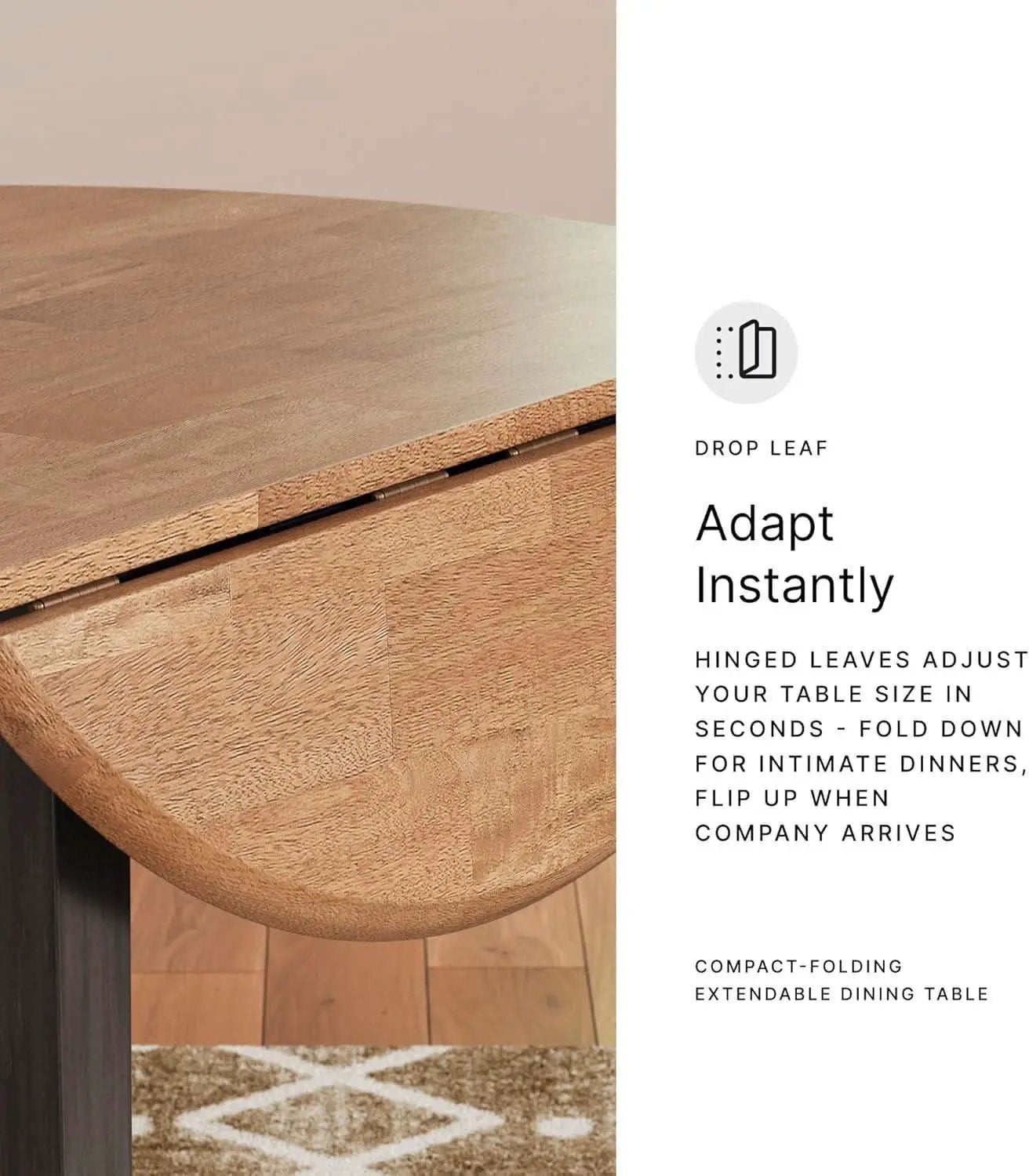 Gray Drop Leaf Dining Table Seats Four With Two Leaves from PriceLows™