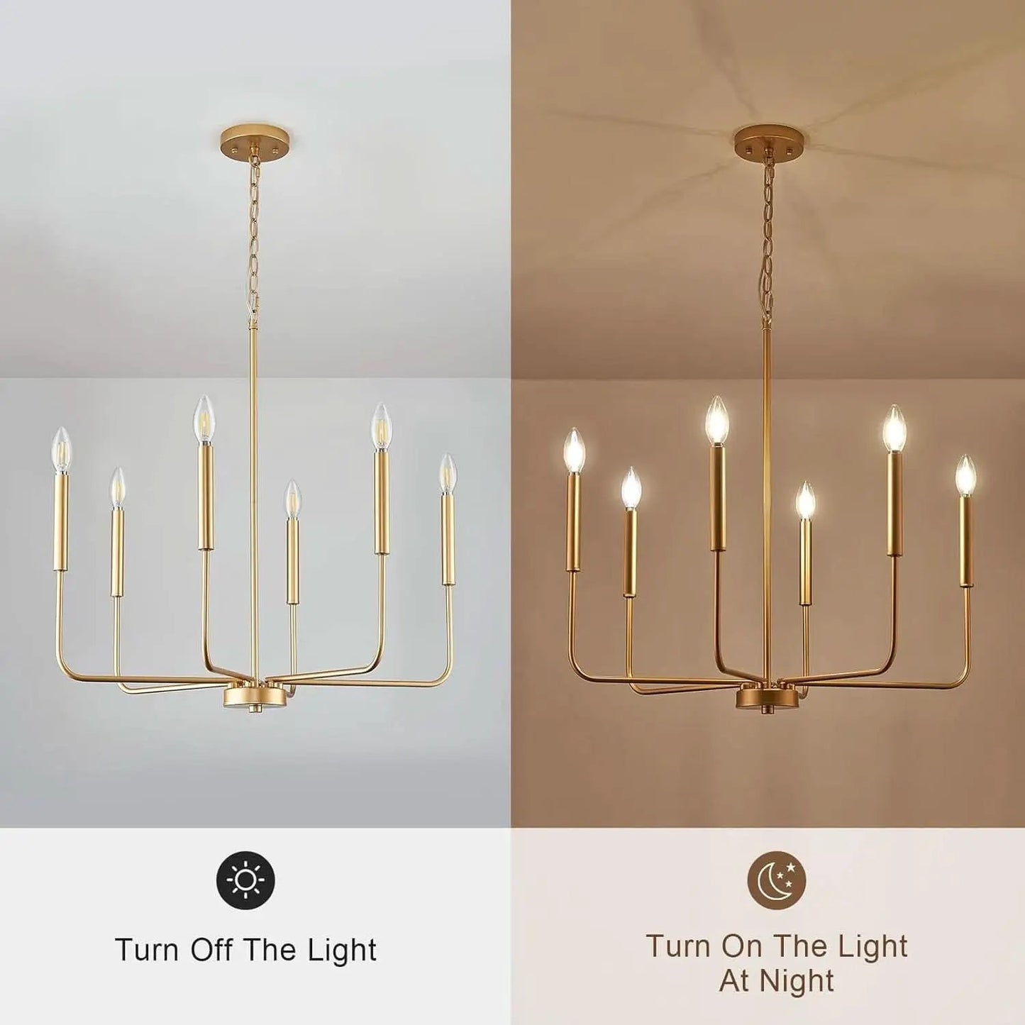 Gold 6 Light Candle Chandelier For Dining Room Modern from PriceLows™